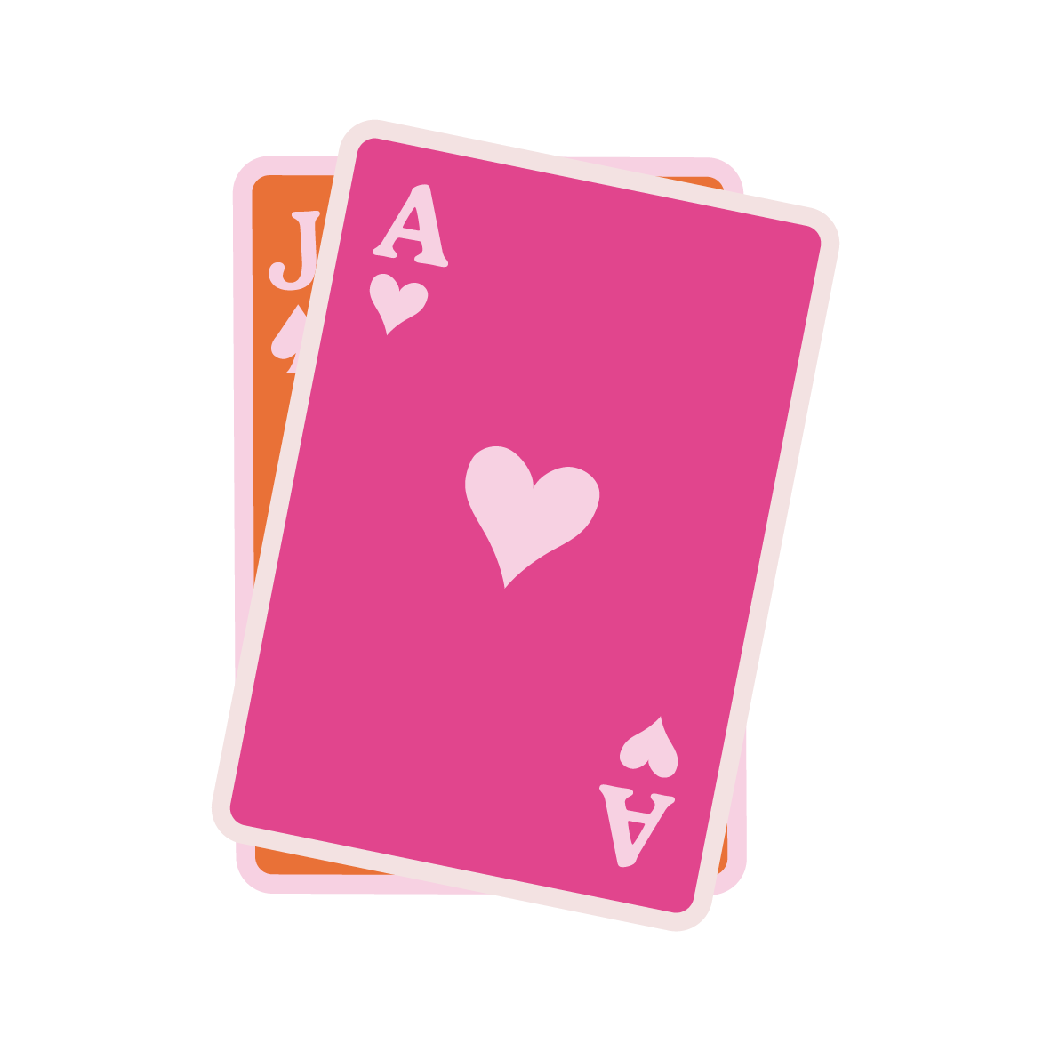 Illustration of three playing cards fanned out, showing the Ace and Jack of Hearts and the Jack of Diamonds.