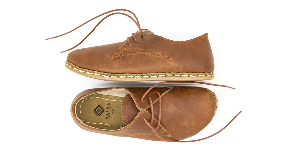 Barefoot Tan Derby Shoes — AKANA