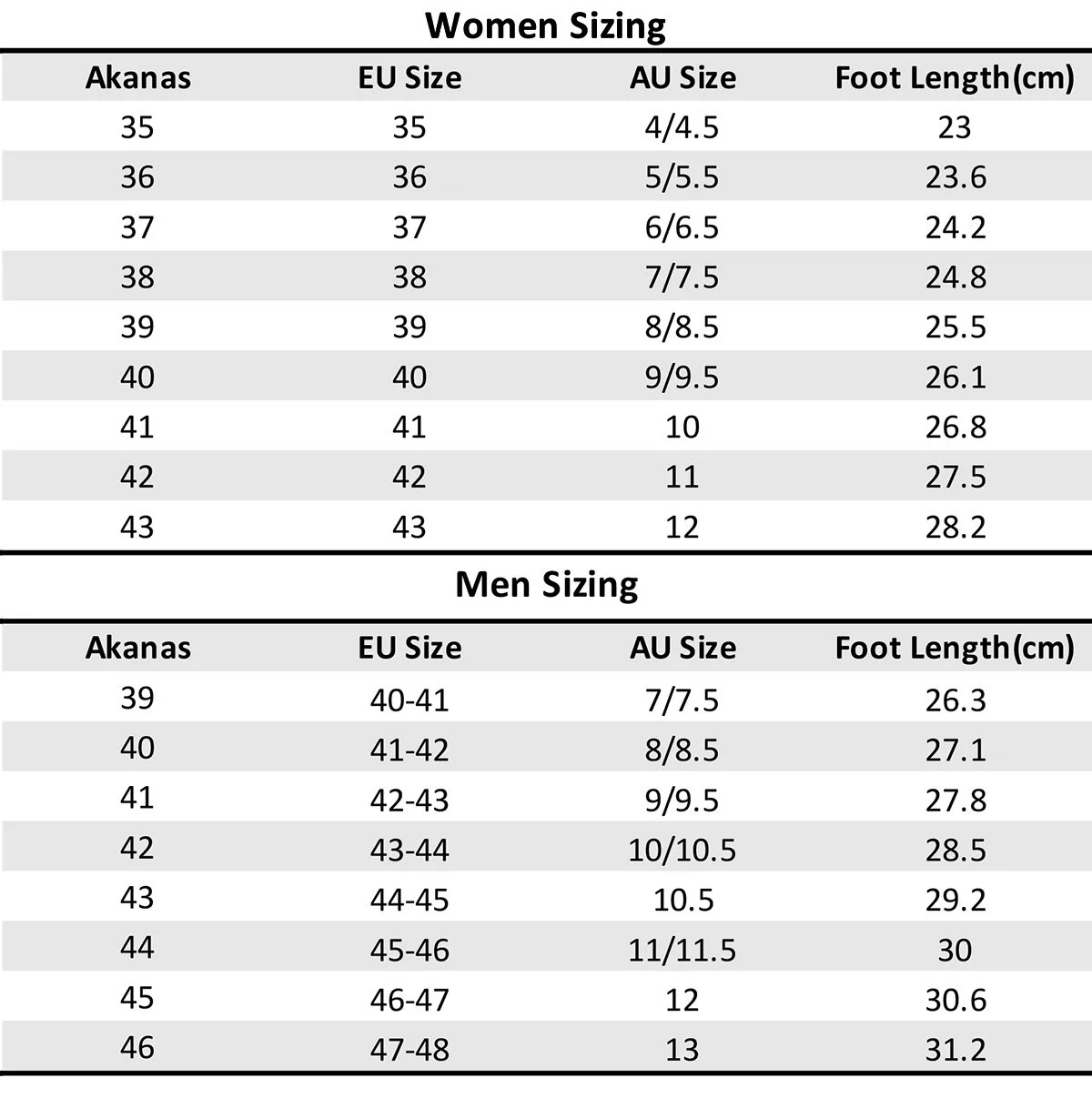 Size Charts - Salt Flats Clothing