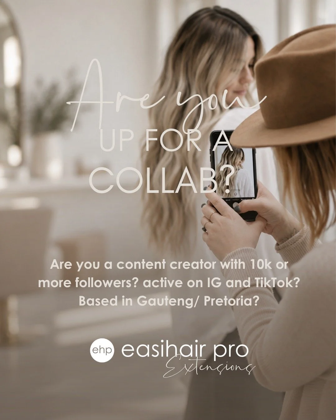 We're on the hunt for 2 new @easihairpro.safrica ambassadors ✨

Are you a content creator with 10K+ followers, active on Instagram and TikTok, and based in Gauteng or Pretoria? easihair pro wants to work with you.

Apply through the link in our bio ?