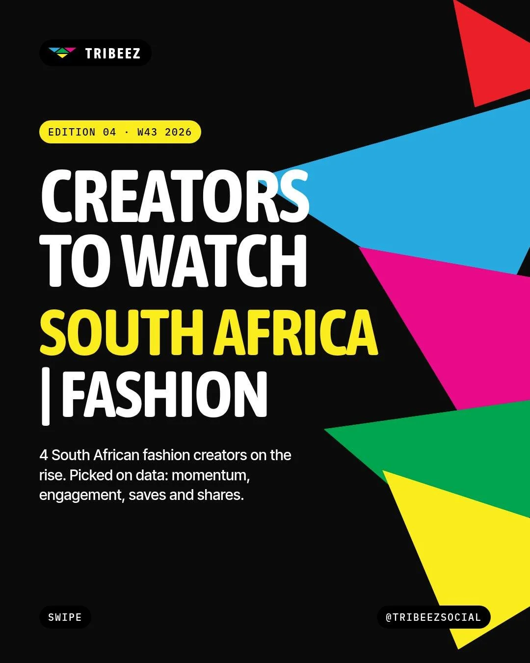 Creators to Watch: South Africa | Fashion. Edition 04. 👗

Every week we pick one country and one sector, then score the creators on the rise with the Tribeez Rising Score. Not follower counts. Momentum, engagement, saves and shares, consistency, nic