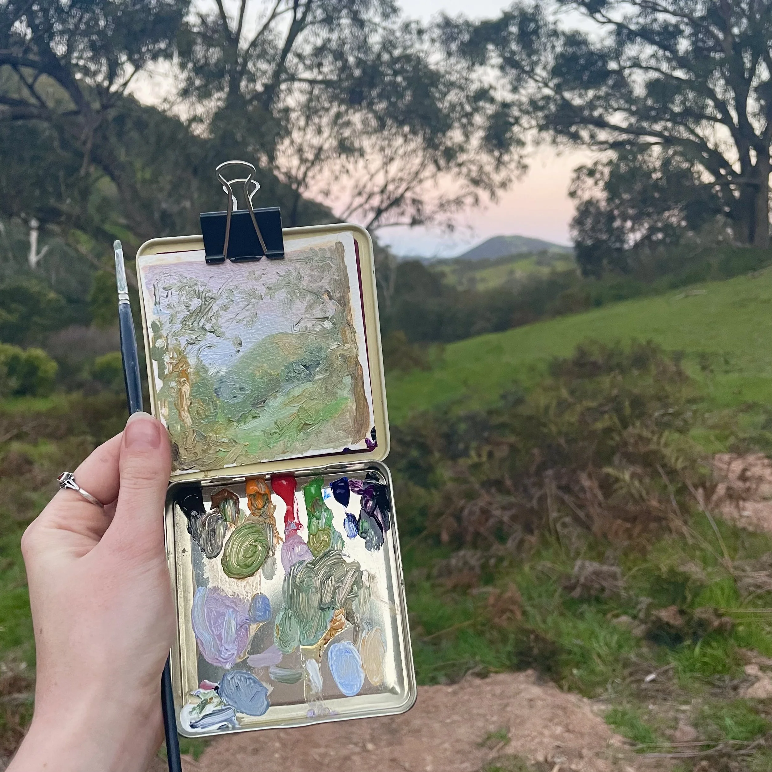 Cigar tin painting, Flowerdale