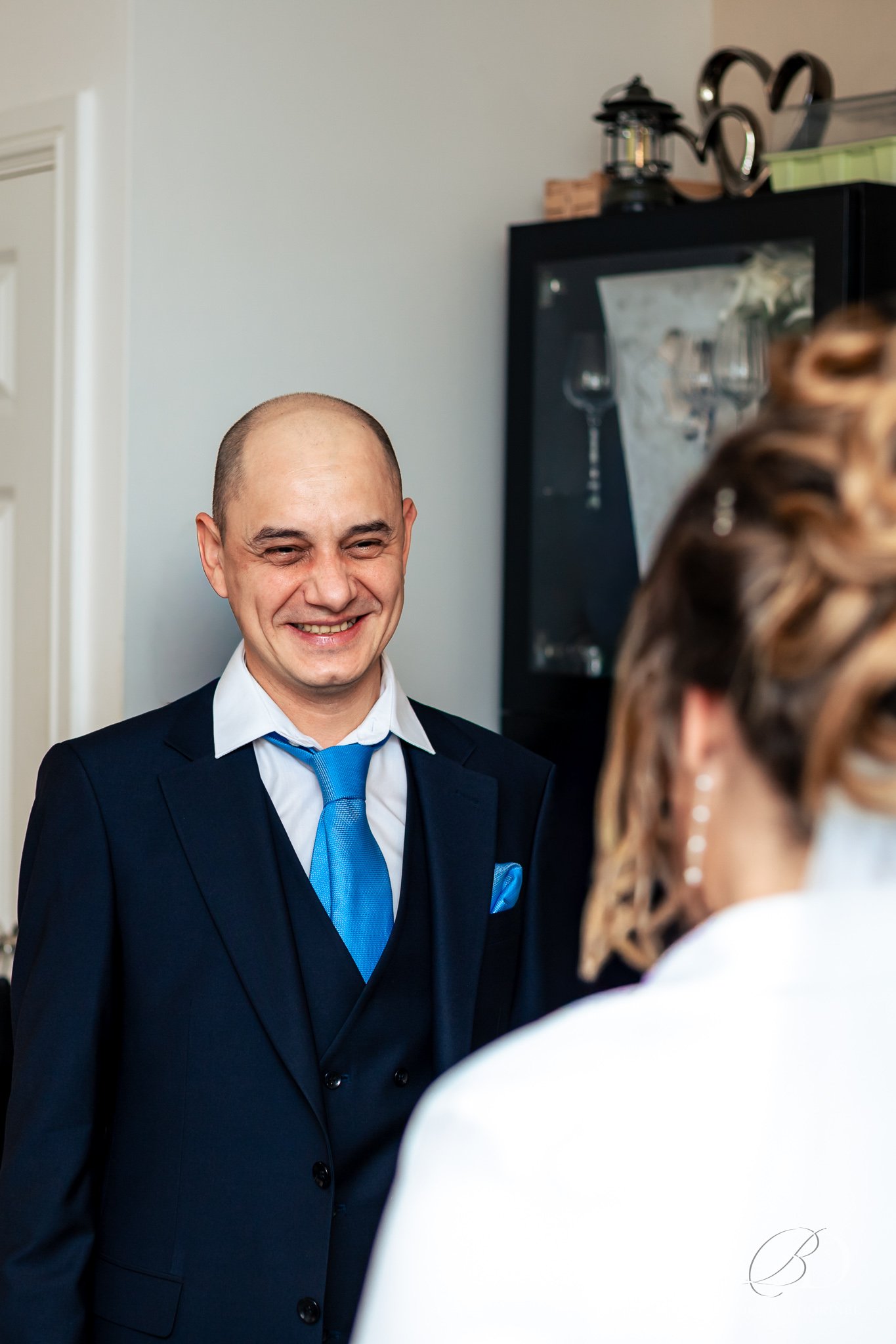 Natural storytelling wedding photography of couple during Northampton wedding ceremony
