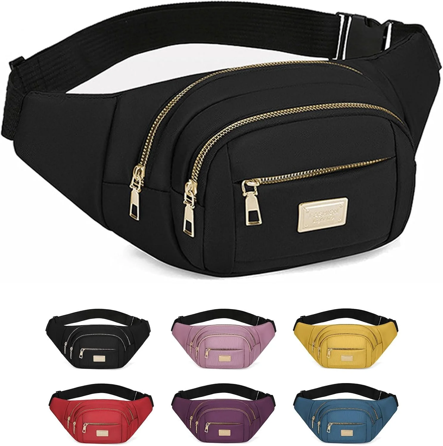 Bumbags Lightweight Adjustable Bum Bag Pack with 4 Zipper Pockets