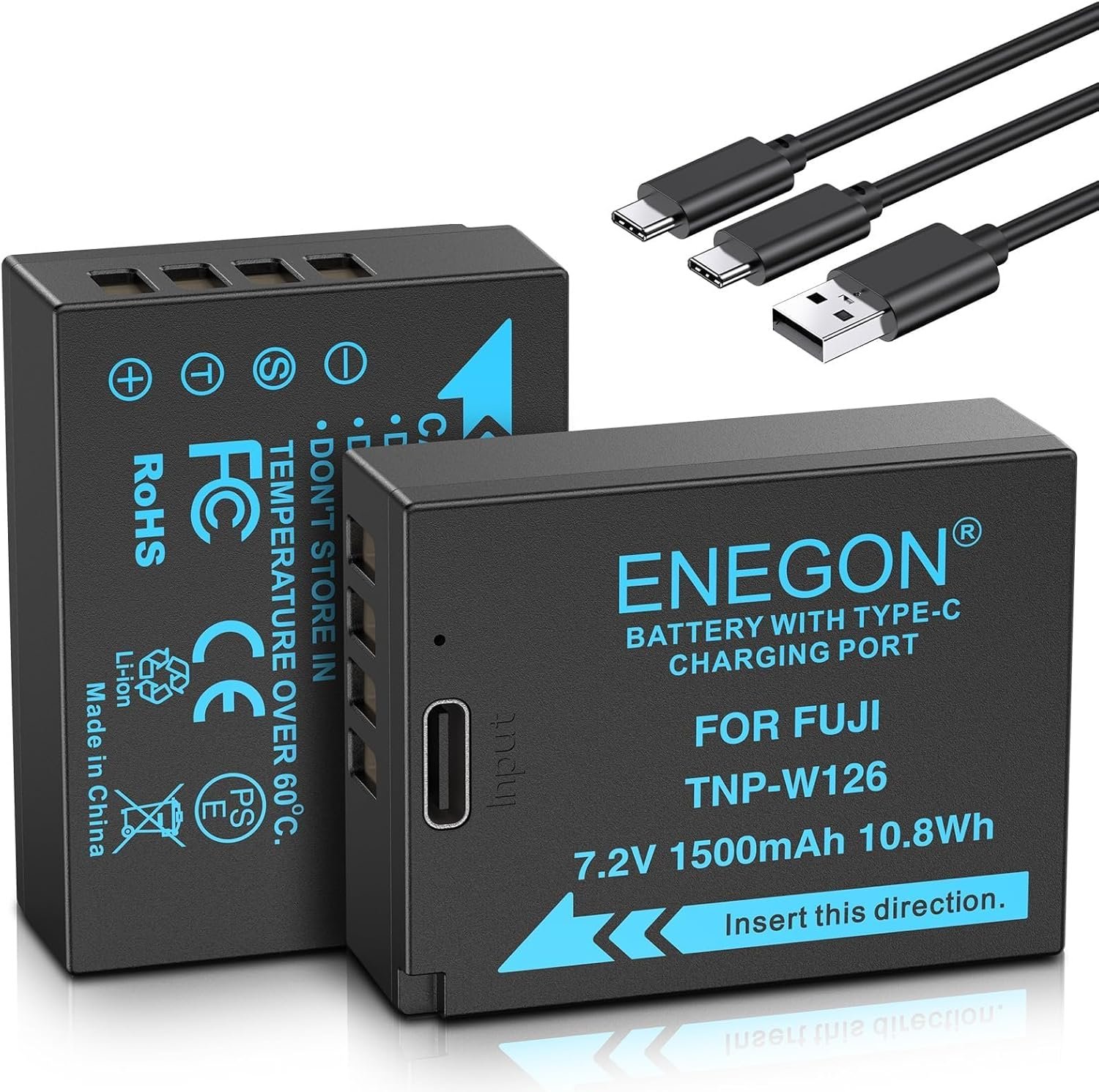 ENEGON NP-W126 NP-W126S Type C Charging Port Battery