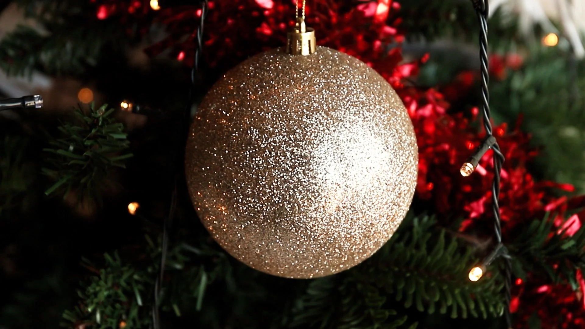 Christmas Video FHD – Close-up Golden Bauble Stock Footage