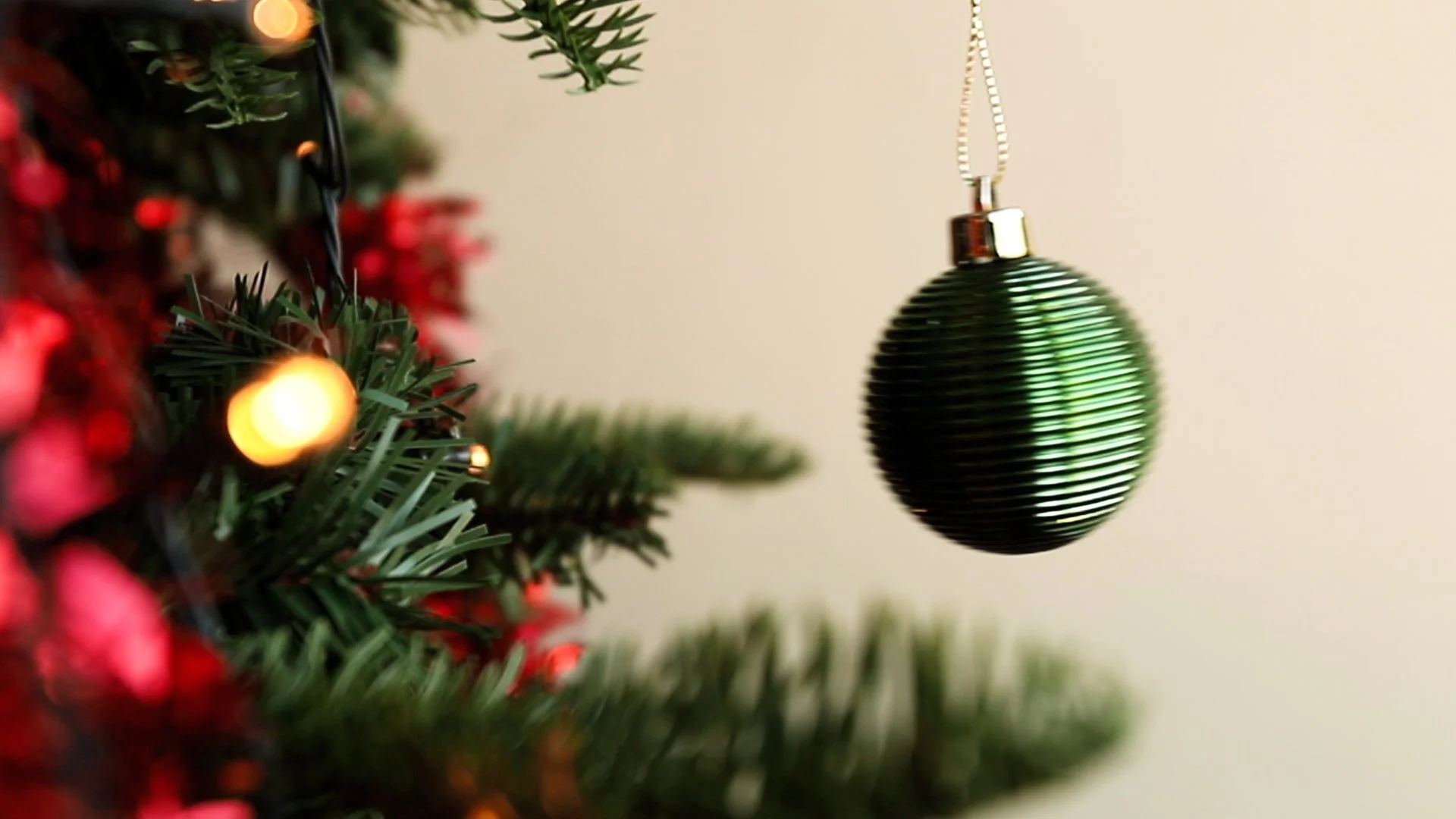 Christmas Video FHD – Close-up Green Bauble Stock Footage