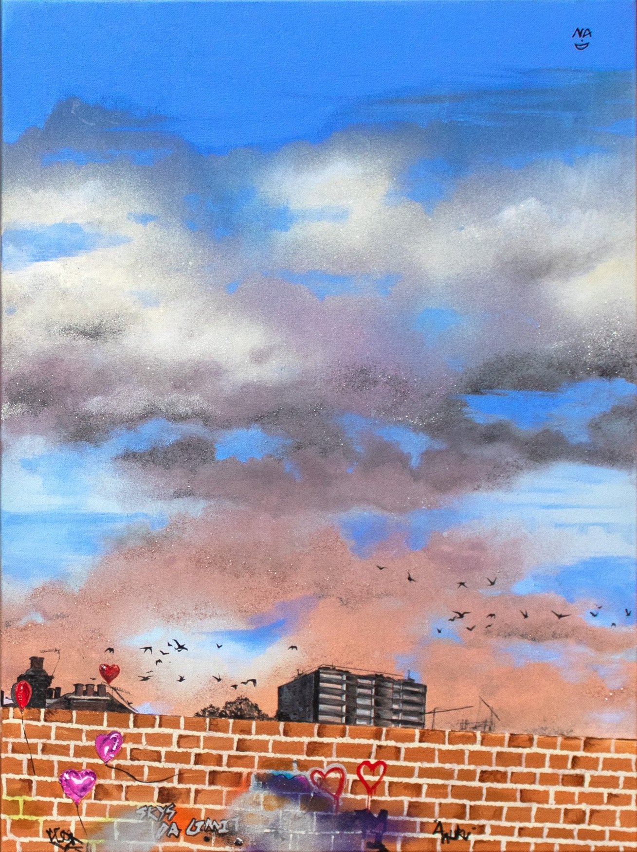 A Moment of Bliss II - H80 x L60cm - Acrylic, spray paint and glitter on canvas