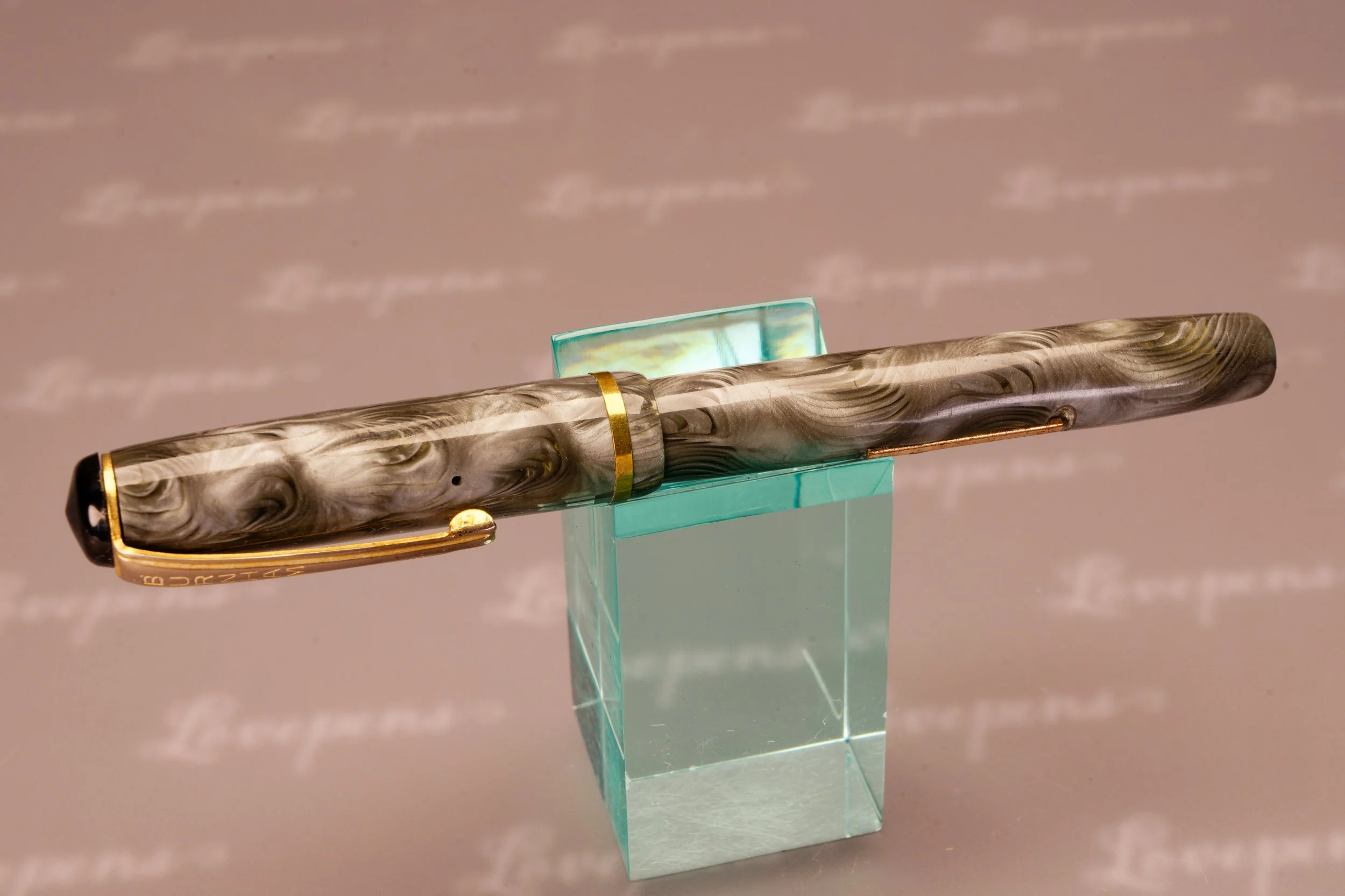Burnham 49 Silver Swirl Marble Fountain Pen