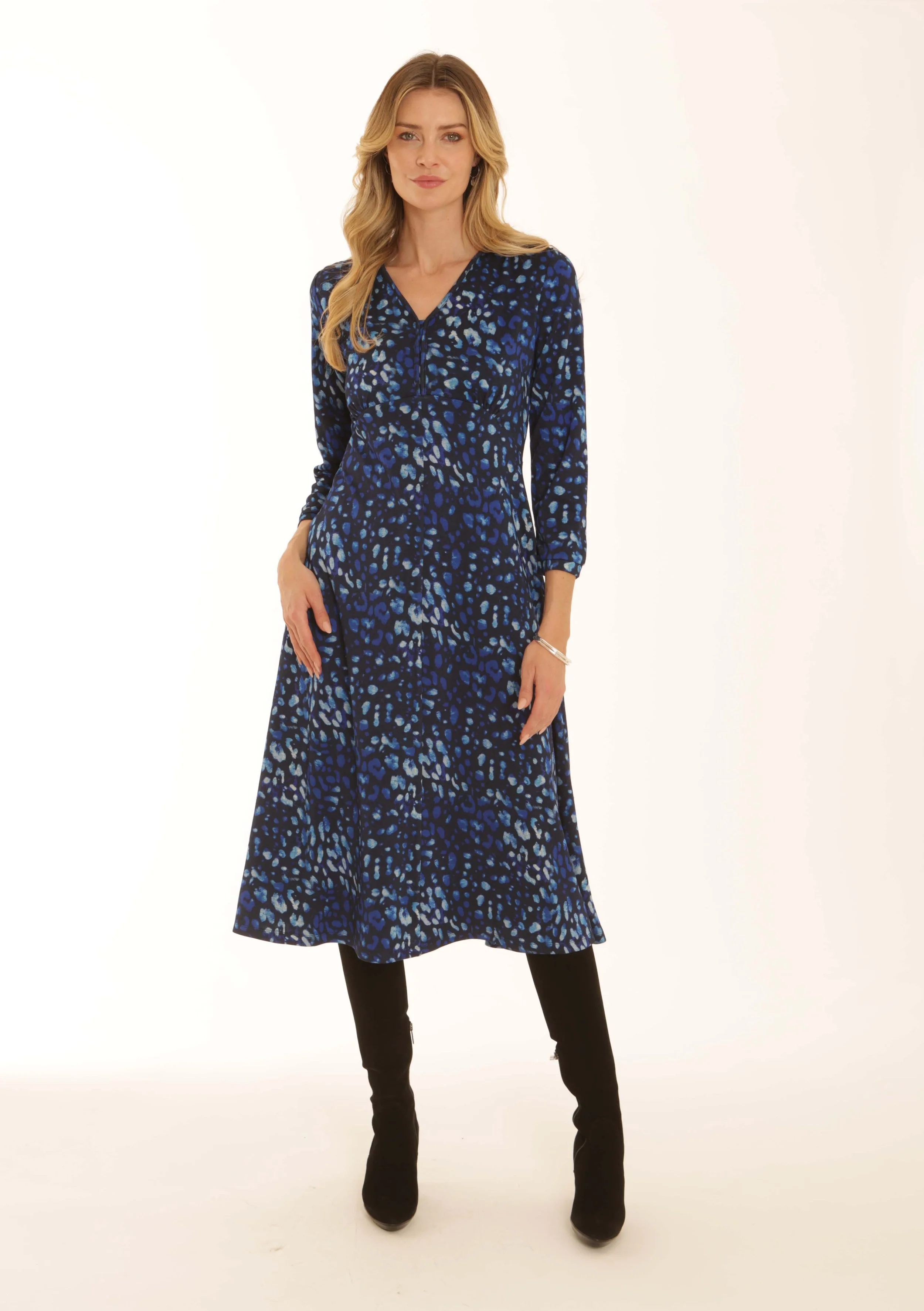 82651 leopard ponte midi dress blue.jpg