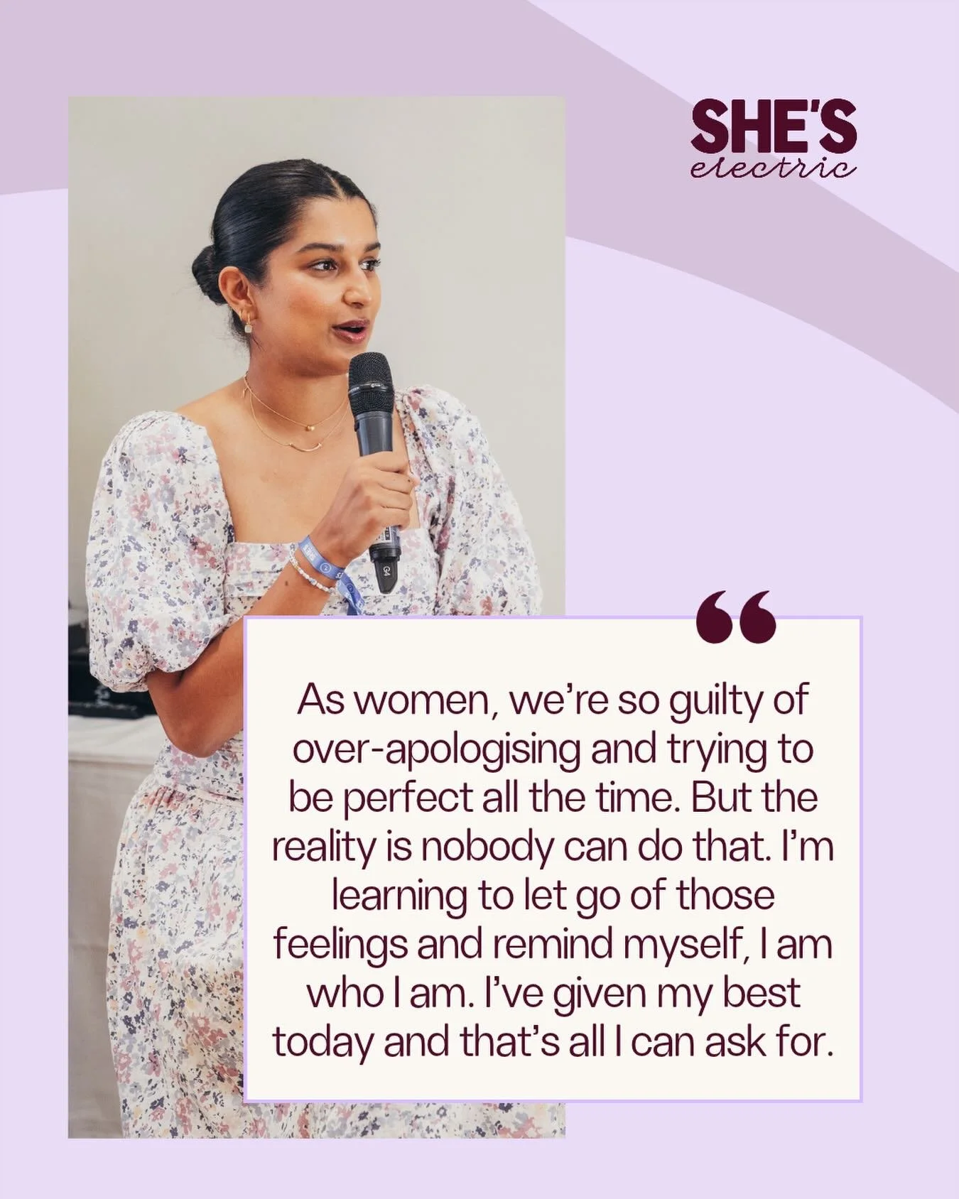 How often do we put pressure on ourselves to get everything right?

At @sheselectriclive, @daveenasaranna shared a reminder that so many of us need to hear: we don&rsquo;t have to be perfect, and we don&rsquo;t have to apologise for simply being ours
