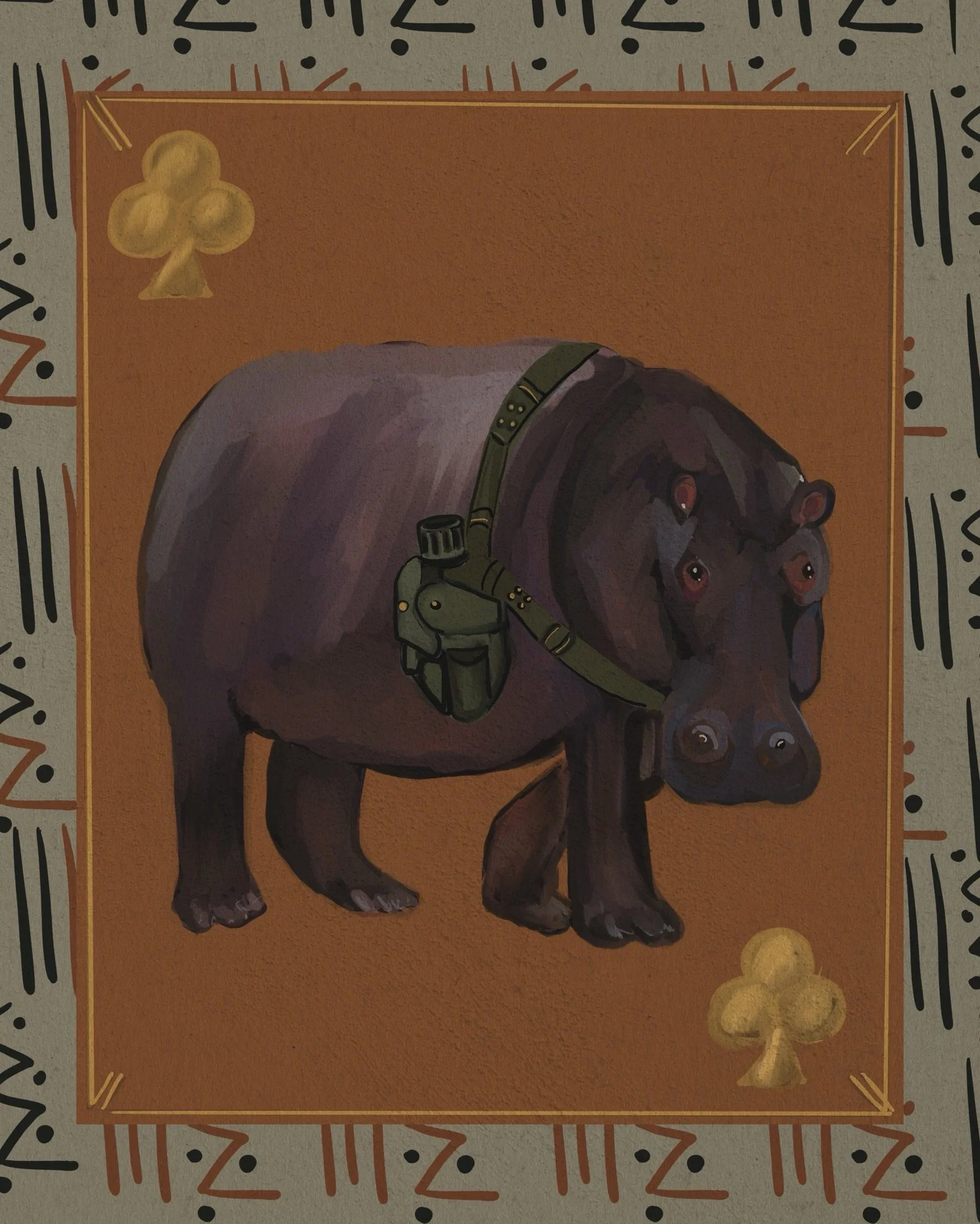 Print of Hippo on Safari