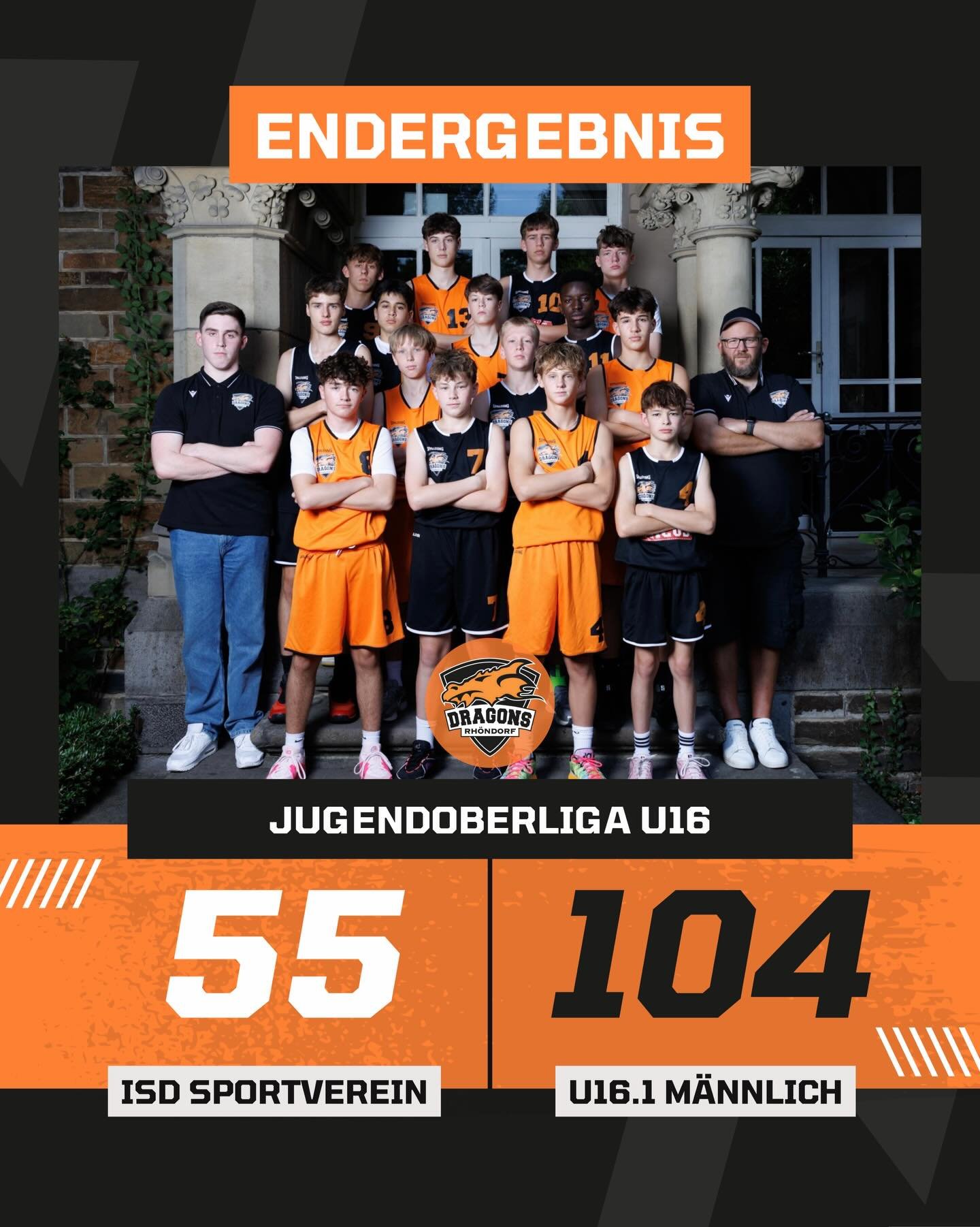 𝐄𝐍𝐃𝐄𝐑𝐆𝐄𝐁𝐍𝐈𝐒 - 𝐅𝐈𝐍𝐀𝐋 𝐒𝐂𝐎𝐑𝐄

Kantersieg f&uuml;r die U16.1 beim ISD Sportverein! Die U16.1 gewinnt ihr elftes Spiel der Oberligasaison im zw&ouml;lften Saisonspiel gegen die @isdlions mit 104:55. Top Scorer der Partie auf Seiten de