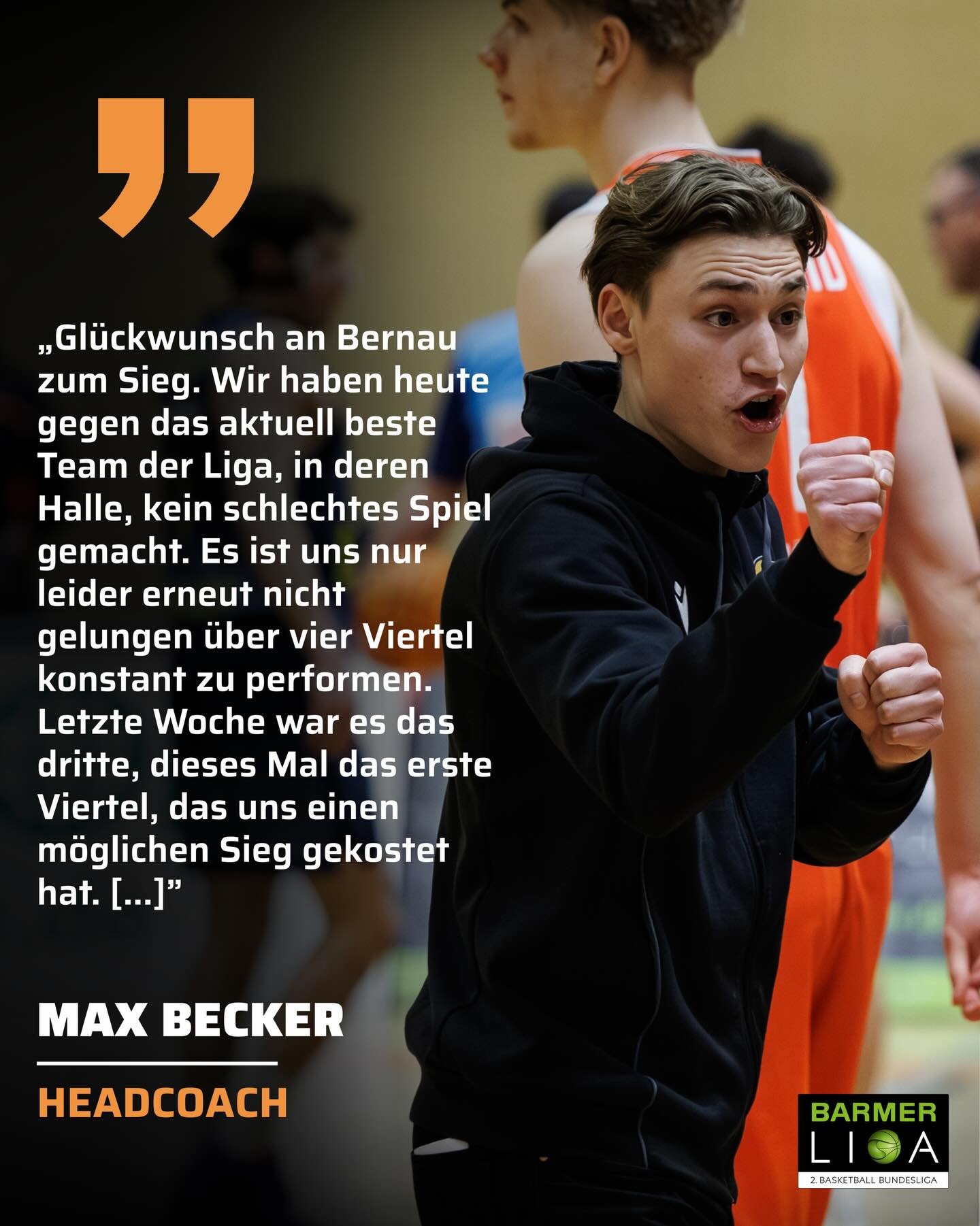 𝐒𝐓𝐀𝐓𝐄𝐌𝐄𝐍𝐓 𝐌𝐀𝐗 𝐁𝐄𝐂𝐊𝐄𝐑

&bdquo;Wir werden jetzt aber auf keinen Fall den Kopf in den Sand stecken. Wir haben klare Fortschritte gemacht und wenn wir es schaffen unsere Performance nur ein bisschen zu stabilisieren, werden wir in diese