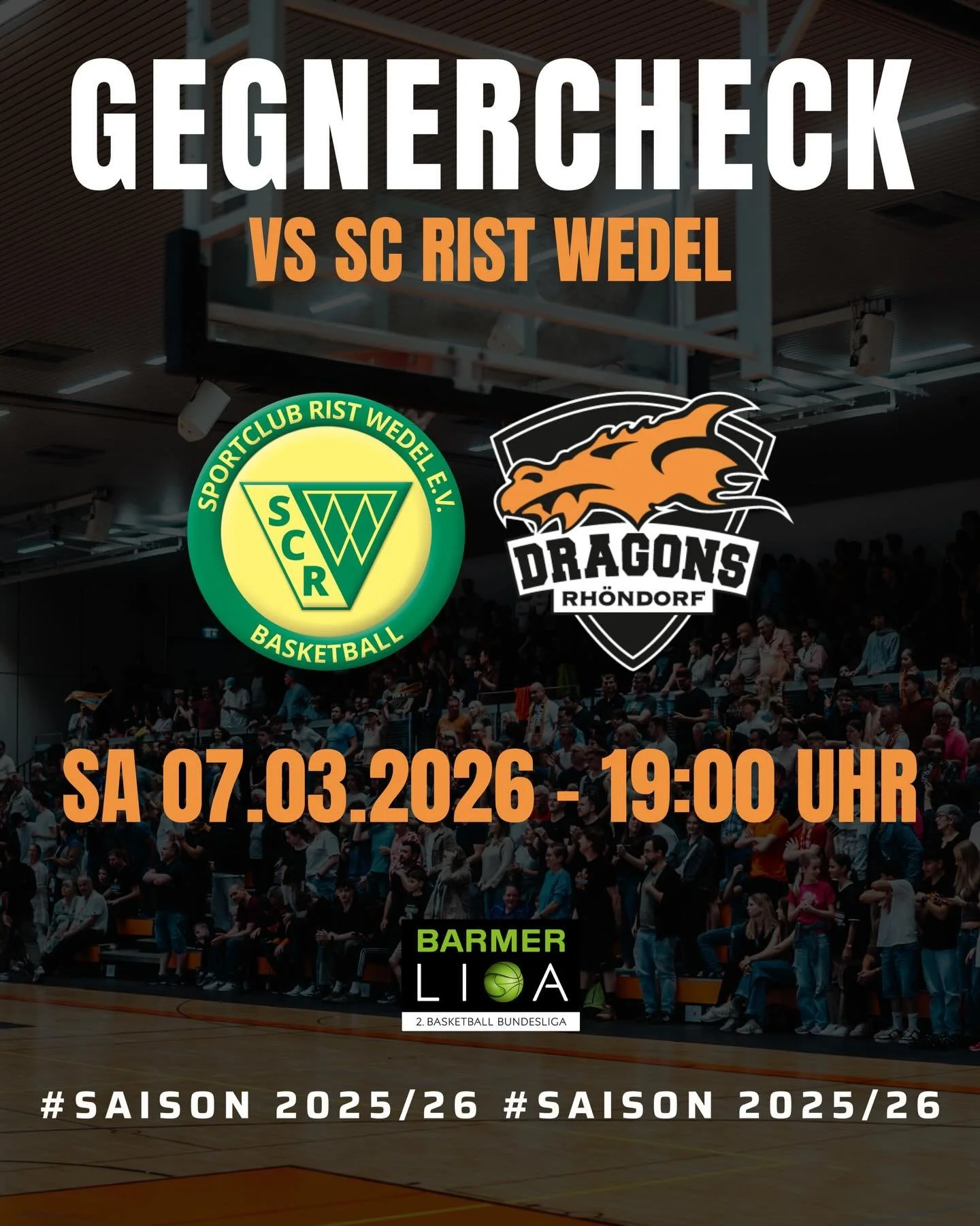 𝐆𝐄𝐆𝐍𝐄𝐑𝐂𝐇𝐄𝐂𝐊 𝐏𝐑𝐎𝐁

Diesen Samstag (19:00 Uhr) kommt es zum Duell zwischen unseren DRAGONS &amp; dem aktuell siebtplatzierten der ProB Nord, dem SC Rist Wedel. Hier die wichtigsten Fakten zum sportlichen Gegner. 📊📃

❗️| 𝐋𝐢𝐧𝐤 𝐳𝐮𝐦