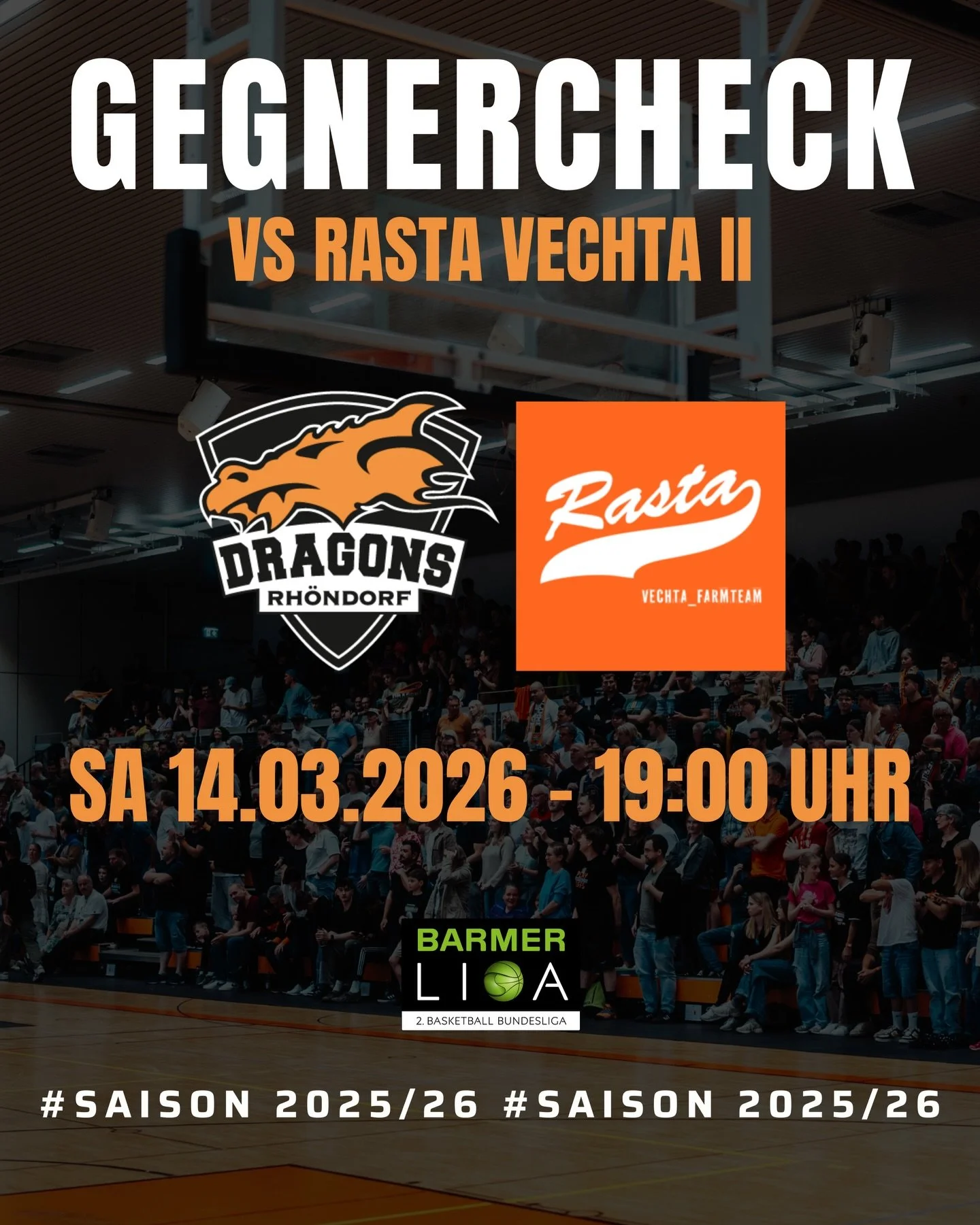 𝐆𝐄𝐆𝐍𝐄𝐑𝐂𝐇𝐄𝐂𝐊 𝐏𝐑𝐎𝐁

Diesen Samstag (19:00 Uhr) kommt es zum Duell zwischen unseren DRAGONS &amp; dem aktuell 14. der ProB Nord, Rasta Vechta II. Hier die wichtigsten Fakten zum sportlichen Gegner. 📊📃

🎟️ | 𝐓𝐢𝐜𝐤𝐞𝐭𝐬 𝐠𝐢𝐛𝐭 𝐞𝐬