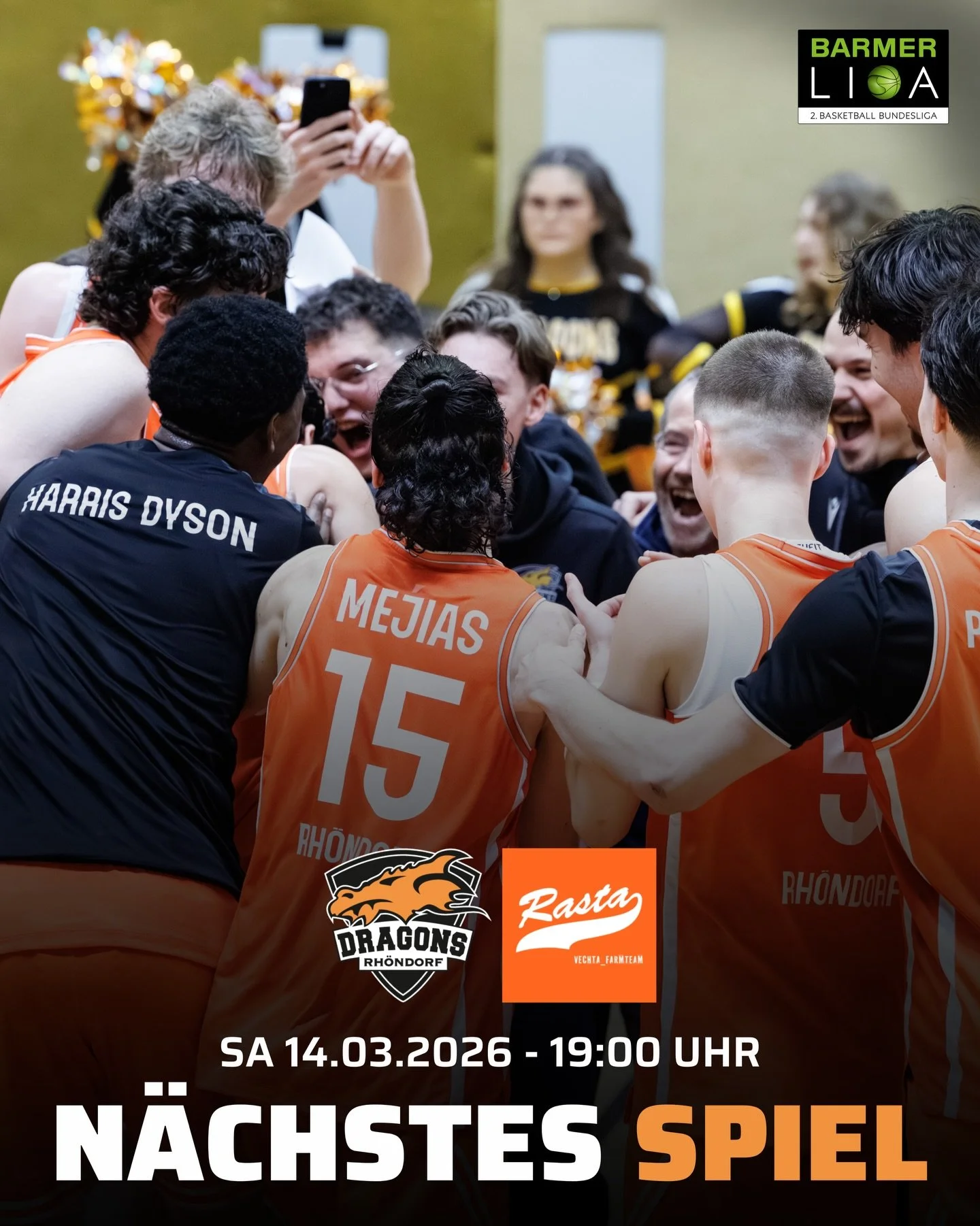 𝐍𝐨𝐜𝐡 𝐞𝐢𝐧 𝐒𝐢𝐞𝐠 𝐟𝐞𝐡𝐥𝐭 𝐳𝐮𝐦 𝐊𝐥𝐚𝐬𝐬𝐞𝐧𝐞𝐫𝐡𝐚𝐥𝐭! 

Am morgigen Samstag (14.03./19:00 Uhr) kann f&uuml;r Rh&ouml;ndorf eine Vorentscheidung hinsichtlich des Klassenerhalts in der ProB fallen. Sollten die Dragons n&auml;mlich Rast