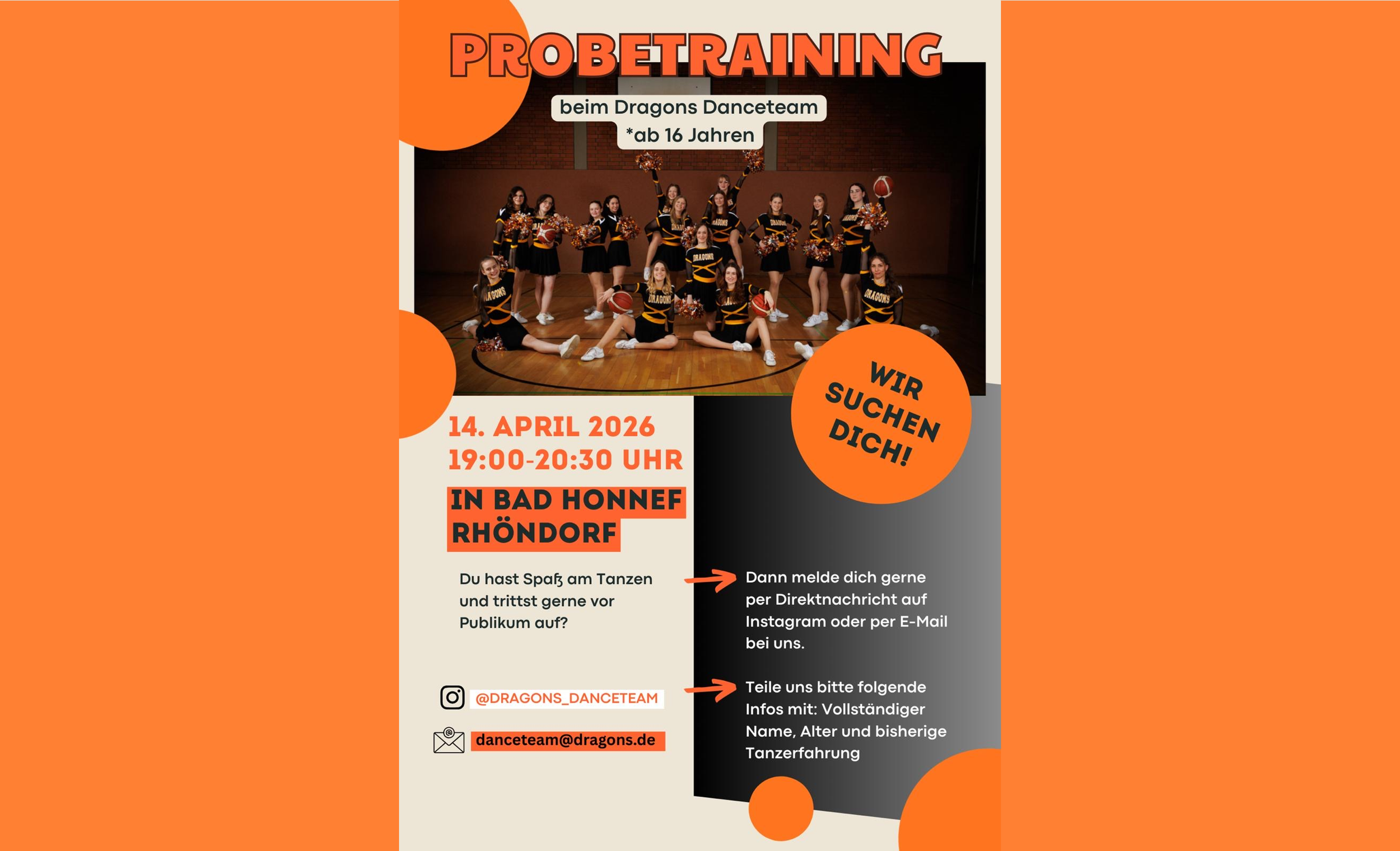 Probetraining beim Dragons Danceteam Rhöndorf