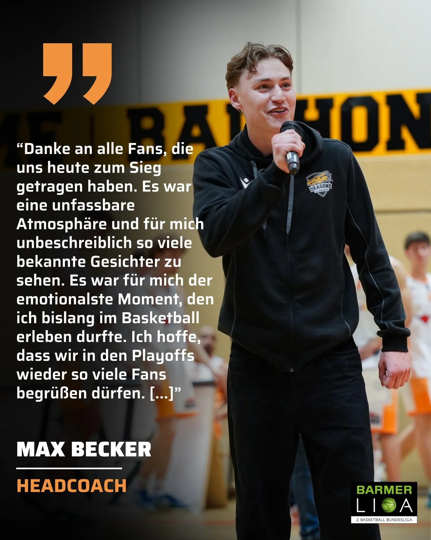 𝐒𝐓𝐀𝐓𝐄𝐌𝐄𝐍𝐓 𝐌𝐀𝐗 𝐁𝐄𝐂𝐊𝐄𝐑

&bdquo;Diese Unterst&uuml;tzung war einzigartig und macht den Charakter der Dragons aus.

Es war heute der kr&ouml;nende Abschluss unseres letzten Saisonviertels. Wir haben es mit einer geschlossenen Teamleistu