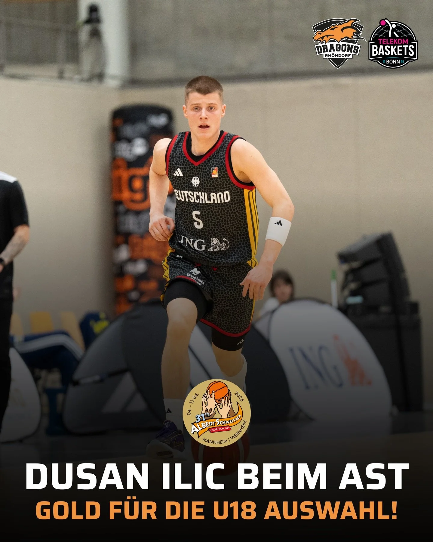 Turniersieg f&uuml;r die deutsche U18! 🏆

Dusan Ilic war in dieser Woche beim Albert-Schweitzer-Turnier 2026 f&uuml;r die Nationalmannschaft im Einsatz. Die U18-Auswahl kr&ouml;nt sich nach sieben Siegen in sieben Spielen zum Champion und setzt sich