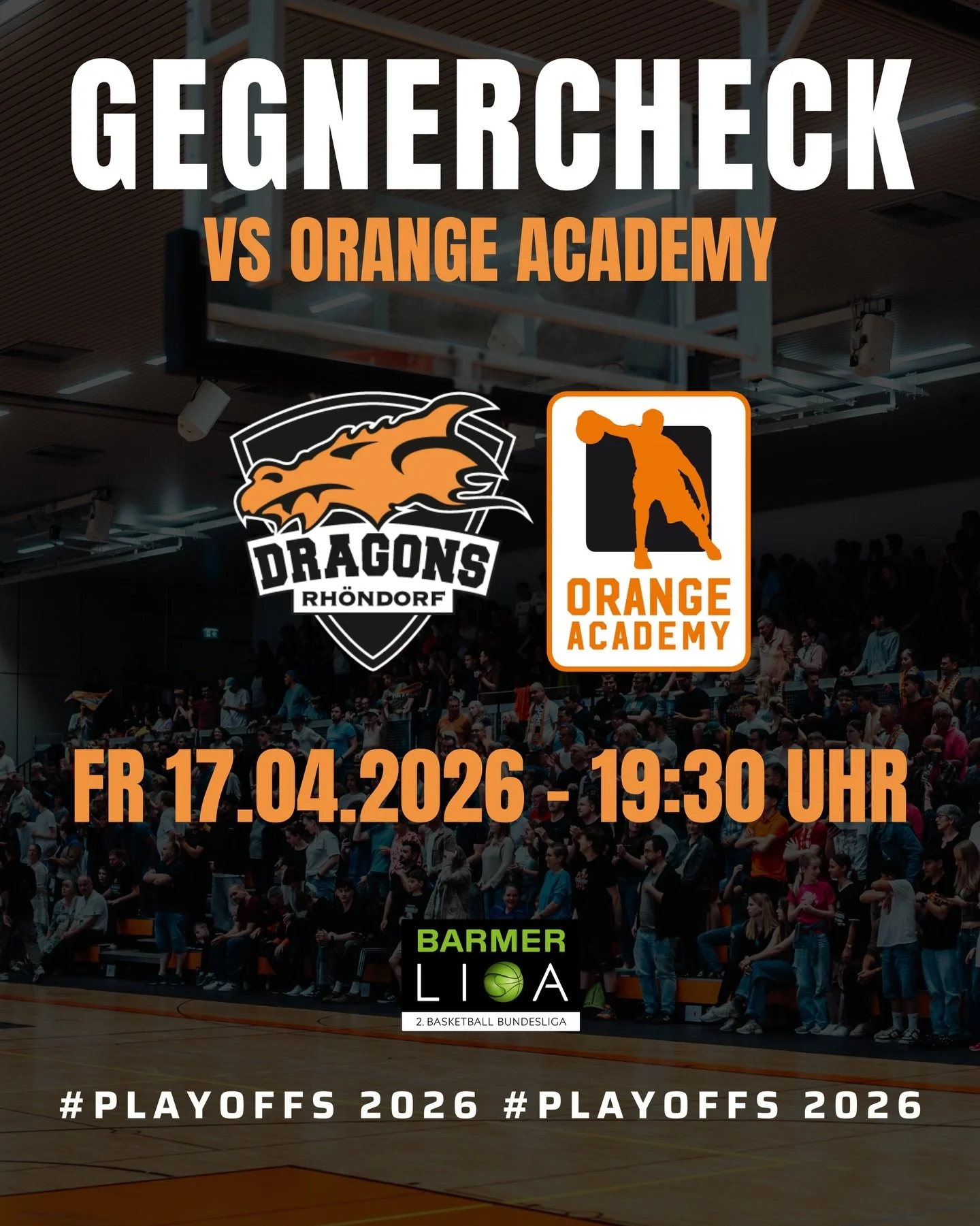 Diesen Freitag (19:30 Uhr) kommt es zum zweiten Duell der &bdquo;Best of Three&ldquo; Playoff Achtelfinal-Serie (0:1) zwischen unseren DRAGONS &amp; dem Hauptrundenersten der ProB Nord, der Orange Academy. Hier die wichtigsten Fakten zum sportlichen 