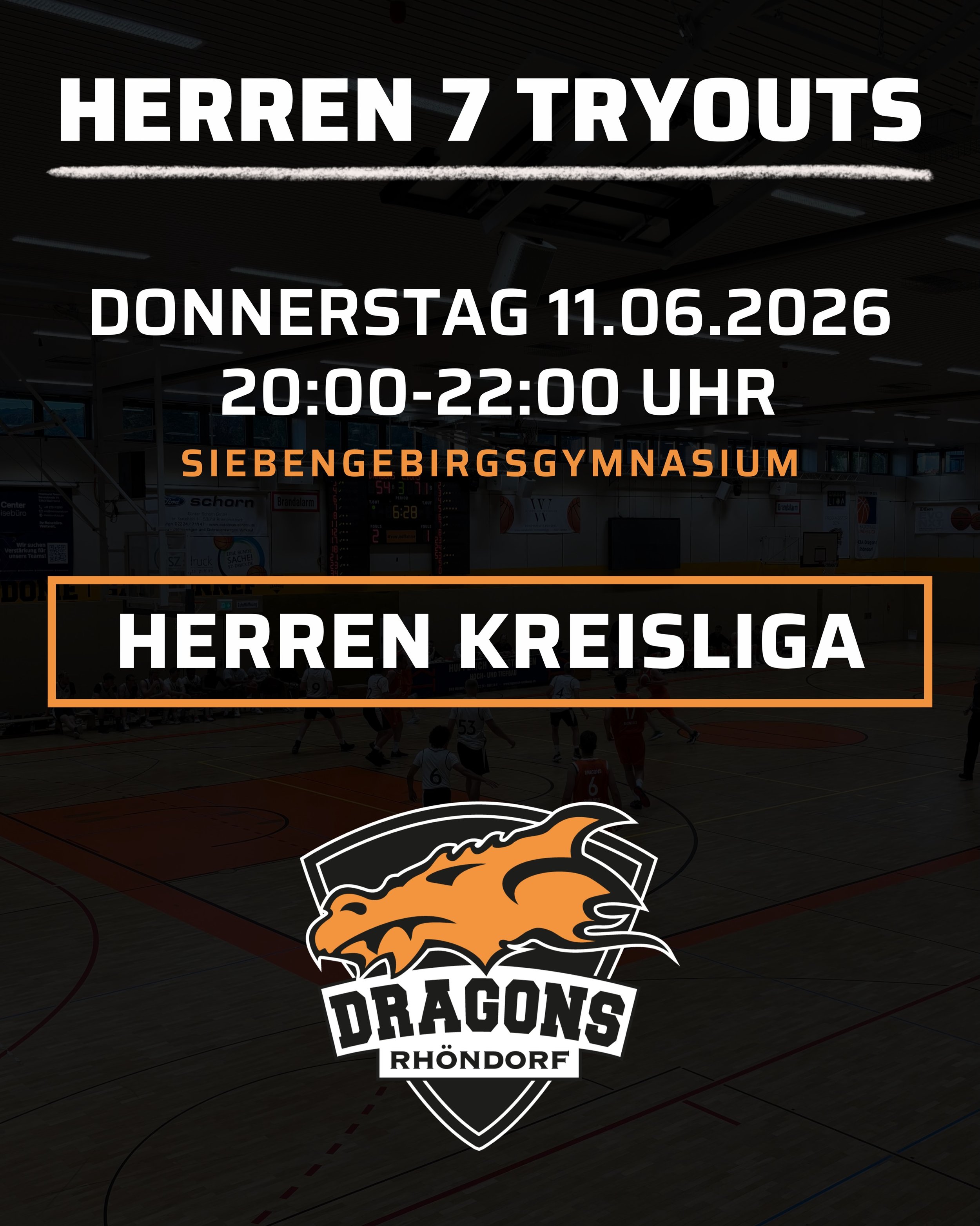 🔥 𝐇𝐄𝐑𝐑𝐄𝐍 𝟕 𝐓𝐑𝐘𝐎𝐔𝐓𝐒 🔥 

Du hast Lust auf Basketball und suchst eine neue Herausforderung? 🏀
Dann komm zu den Tryouts unserer neu gegr&uuml;ndeten Herren Mannschaft!

📅 - Donnerstag 11.06.2026
⏰ - 20:00 bis 22:00 Uhr
📍 - Sporthalle S