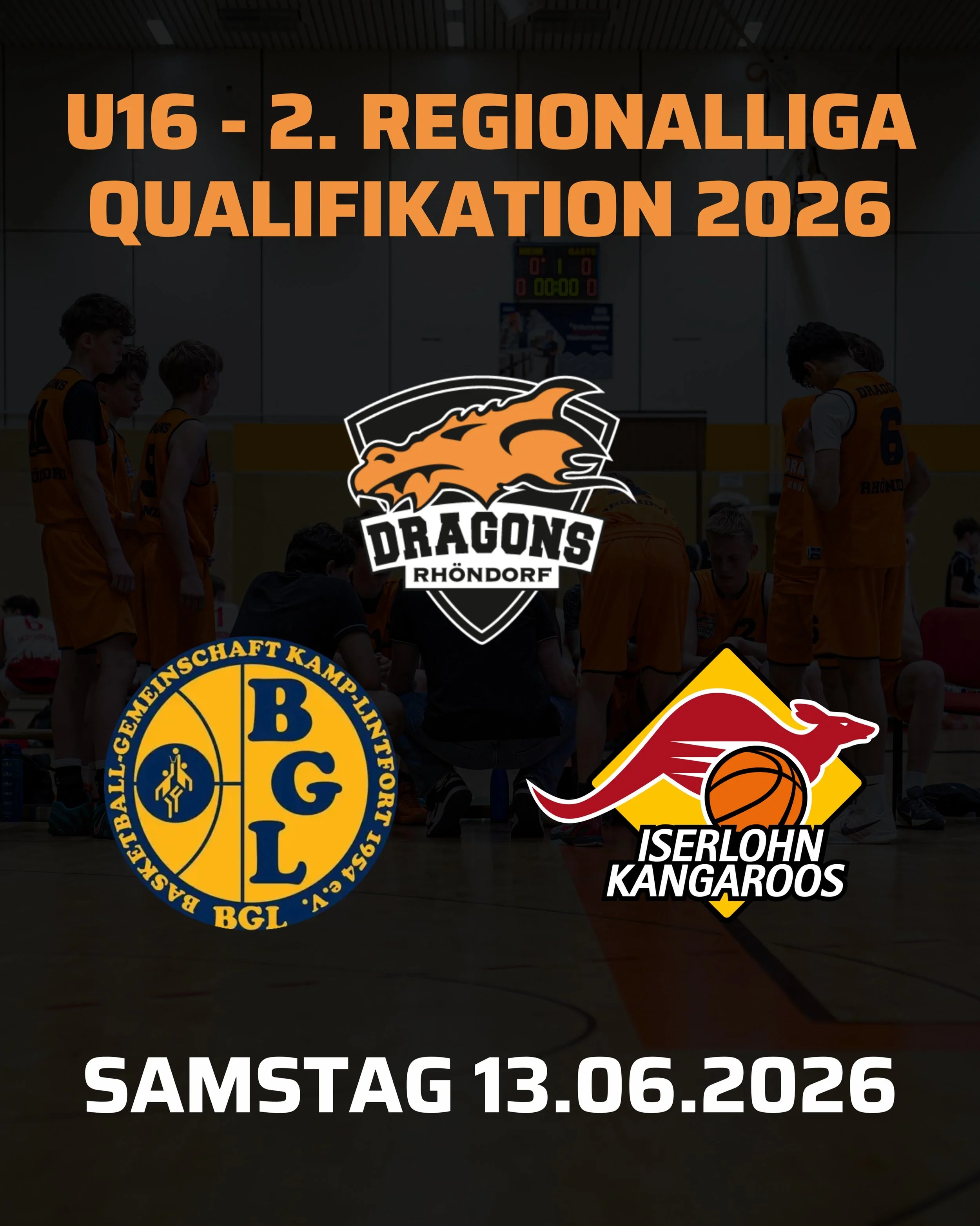 🔥𝐔𝟏𝟔 &ndash; 𝟐. 𝐑𝐞𝐠𝐢𝐨 𝐐𝐮𝐚𝐥𝐢 𝟐𝟎𝟐𝟔 🔥

Am Samstag geht es f&uuml;r unsere U16.1 nach Iserlohn zur Qualifikation f&uuml;r die 2. Regionalliga. Dort trifft unser Team auf die Gastgeber aus Iserlohn sowie auf Kamp-Lintfort und k&auml;mp