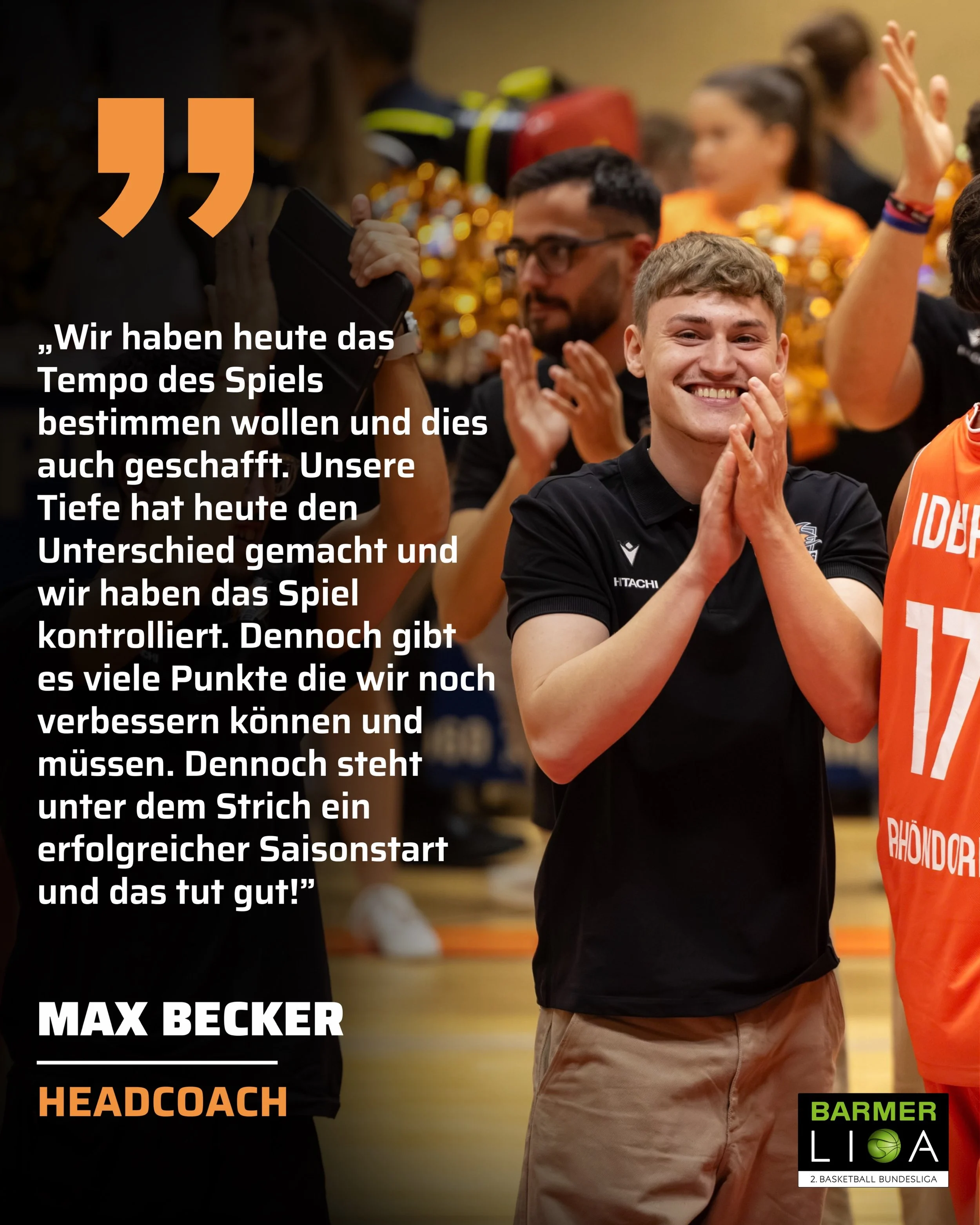 𝐒𝐓𝐀𝐓𝐄𝐌𝐄𝐍𝐓 𝐌𝐀𝐗 𝐁𝐄𝐂𝐊𝐄𝐑

&bdquo;Wir haben heute das Tempo des Spiels bestimmen wollen und dies auch geschafft. Unsere Tiefe hat heute den Unterschied gemacht und wir haben das Spiel kontrolliert. Dennoch gibt es viele Punkte die wir no