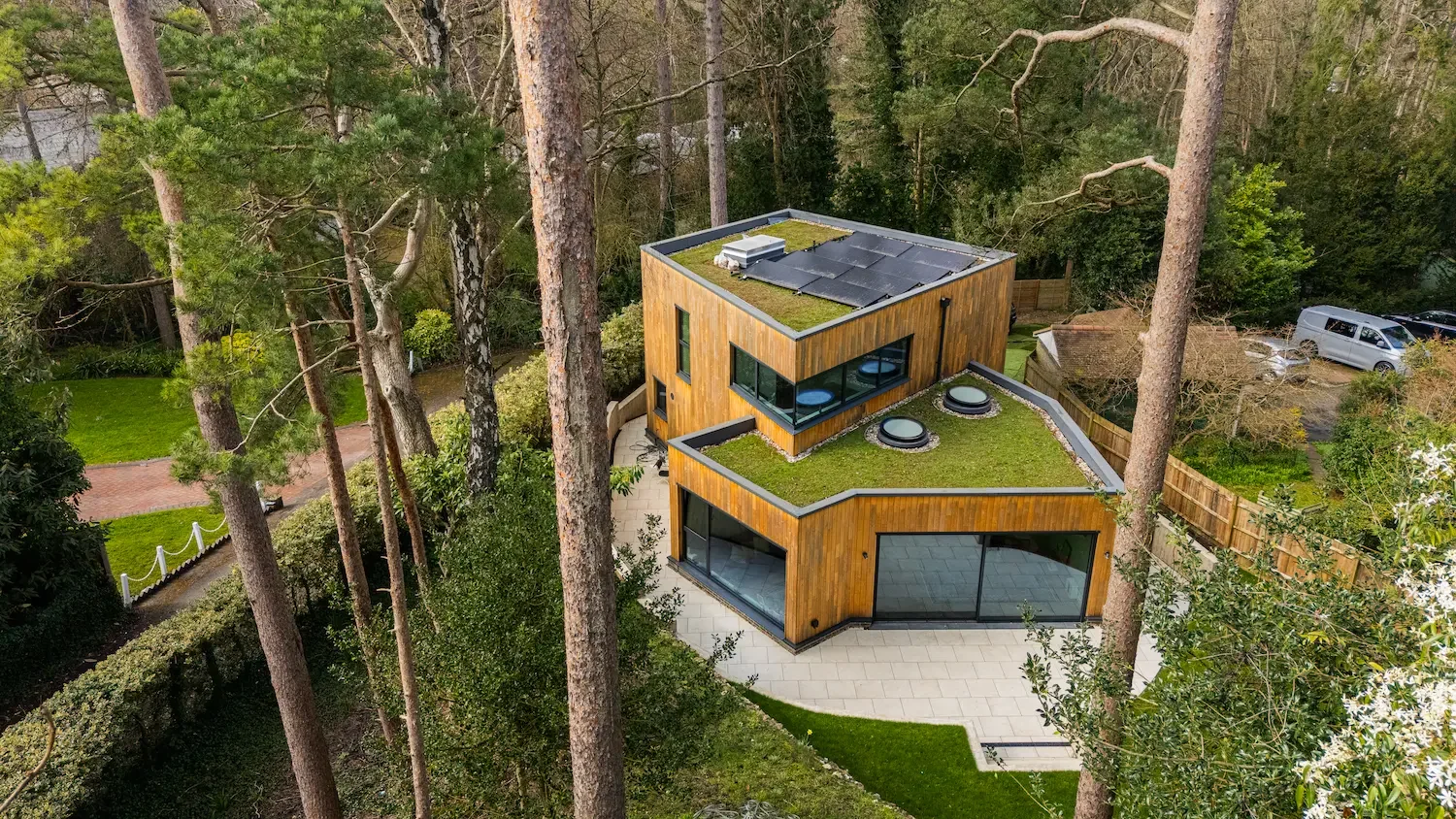 Green roof and solar panels