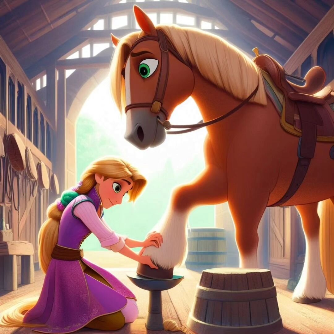 Ook Forester Hoofcare springt in op de Disnify AI trend 🦄 hoe leuk is het om #paardenliefhebber #Rapunzel paardenhoeven te zien verzorgen? Of mezelf als Disney karakter? 

#disneypixar #paardenmarketing #hoefbekappen #hoefverzorging