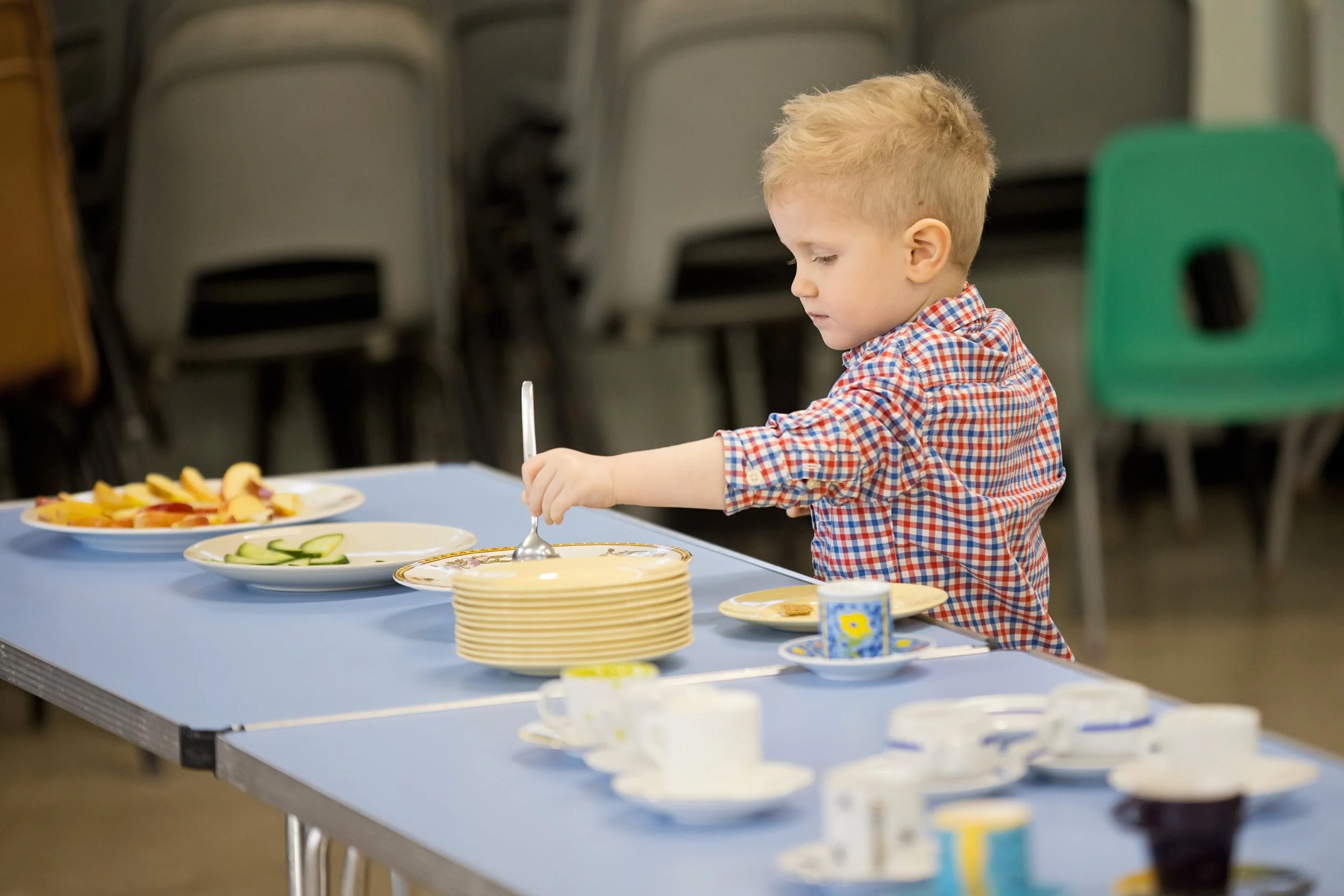 Choosing from a selection of snacks