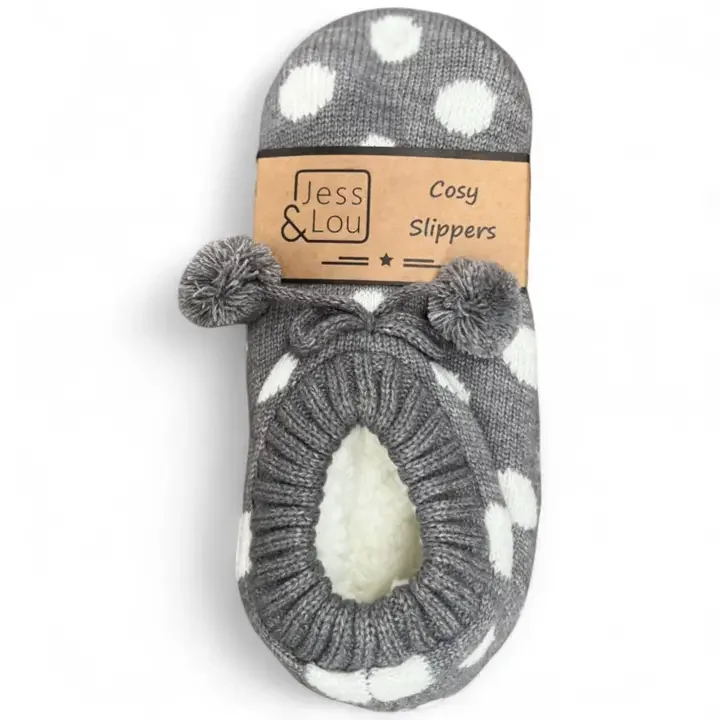 Splendid Spots Grey Super Cosy Slippers UK 4 - 7