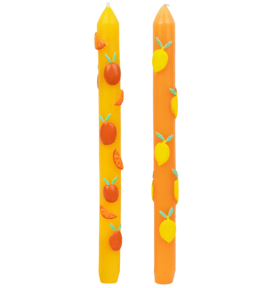 Statement Citrus Fruit Dinner Candles - 2 Pack