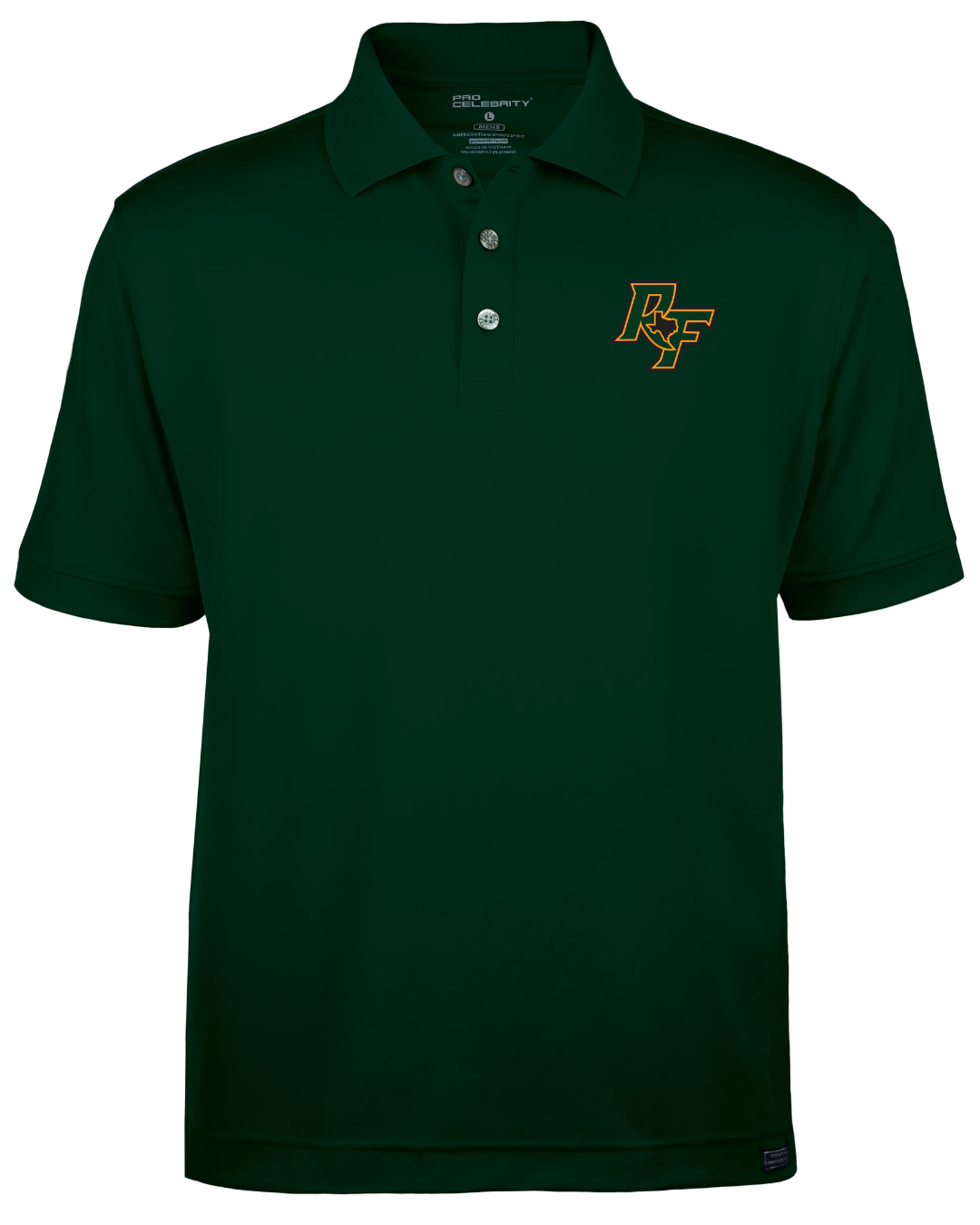Men's Solid Green Polo with Embroidered RF Logo