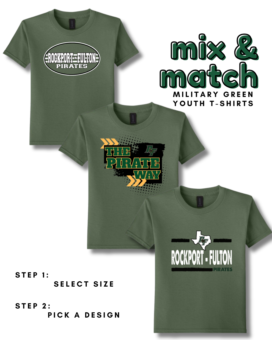 Youth Short Sleeve Military Green T-shirts RFEF