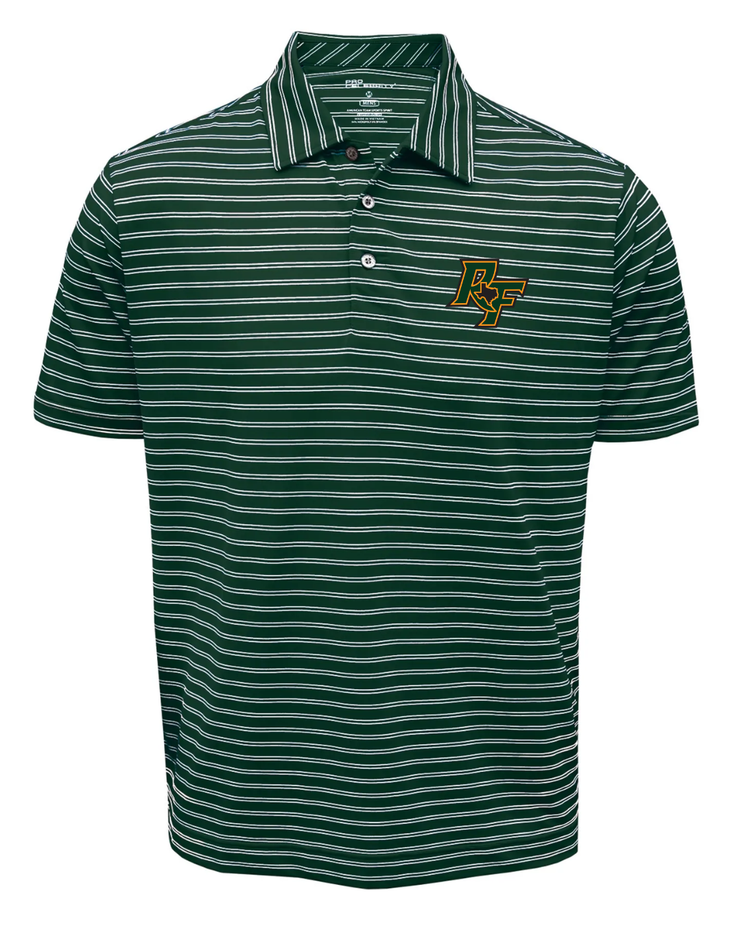 Men's Striped Polo with Embroidered RF Logo