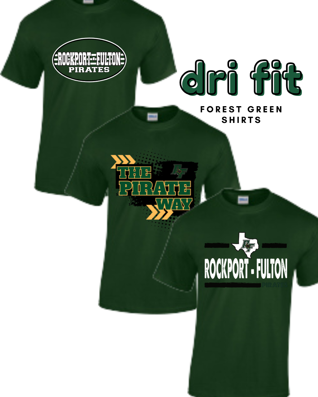 Adult Dri Fit Short Sleeve Forest Green Shirts RFEF