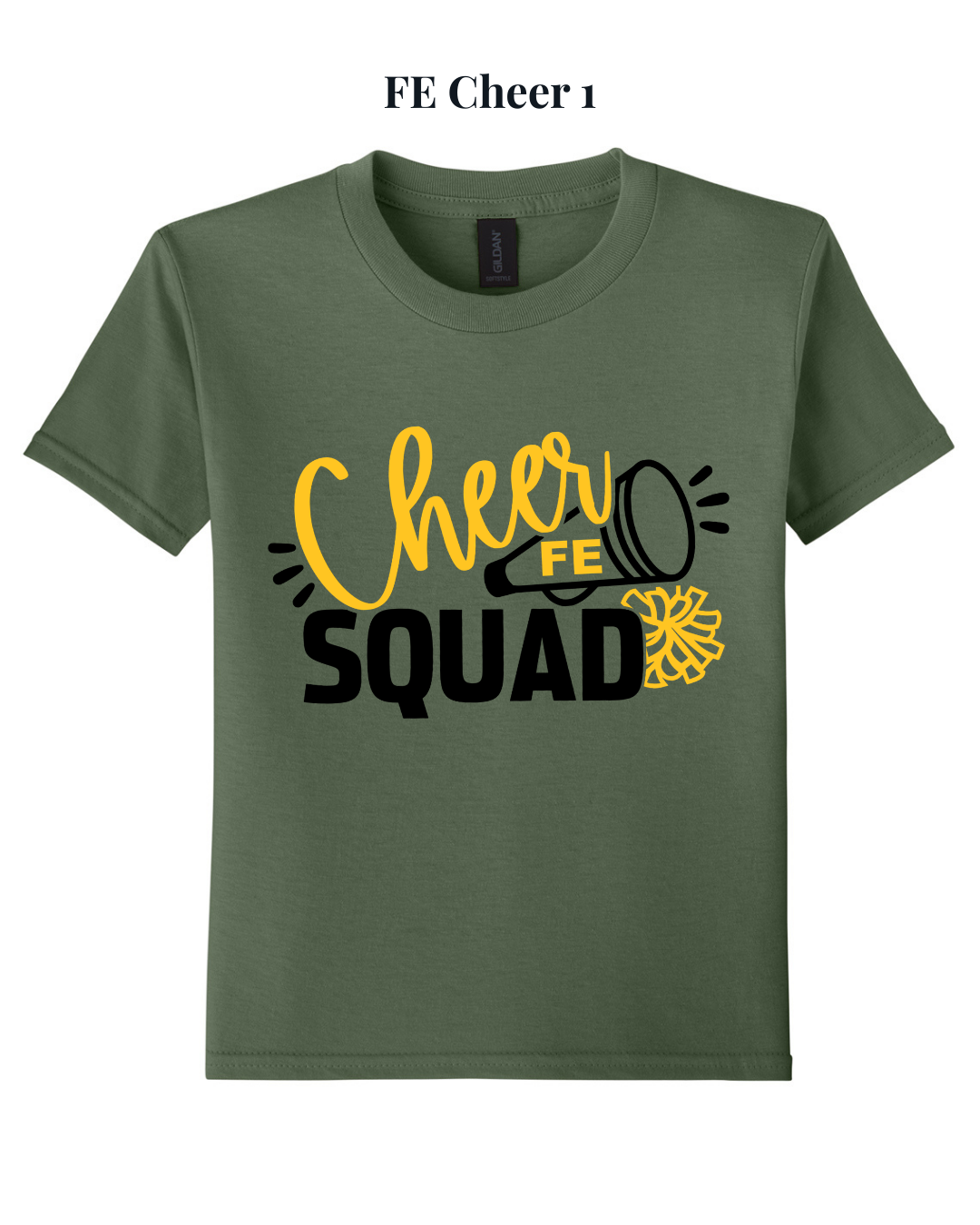 FE Cheer- Youth Short Sleeve Military Green T-shirts