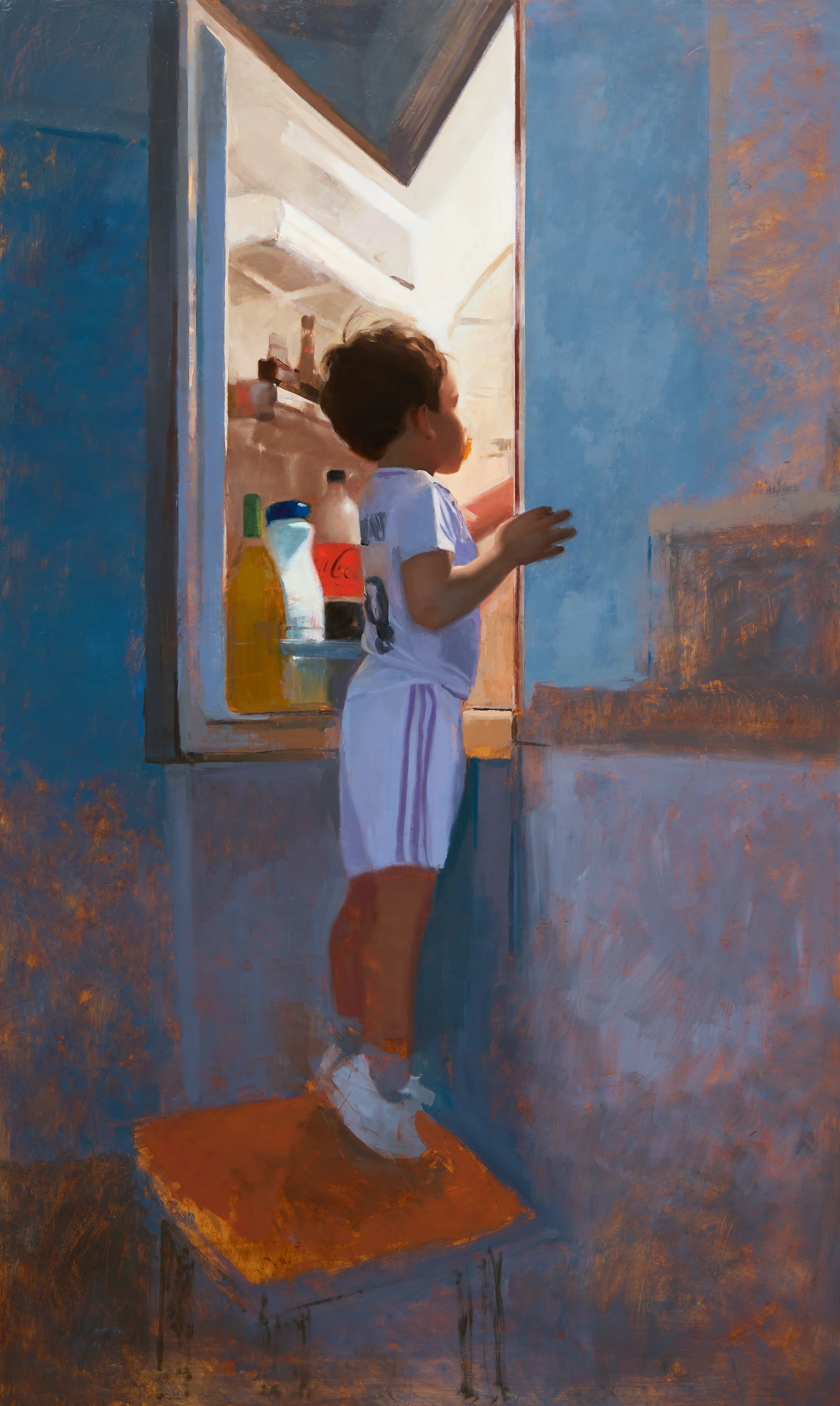 Cuando Mamá no mira, óleo sobre tabla, 90 x 150 cm, 2025.