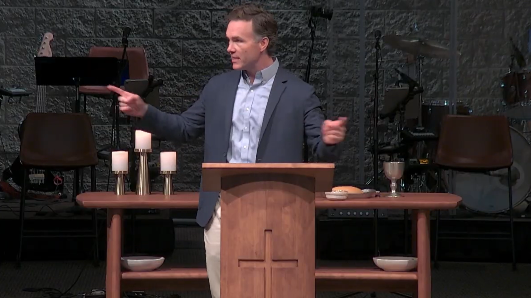 Lead pastor John Bourgeois preaching in Ephesians 2