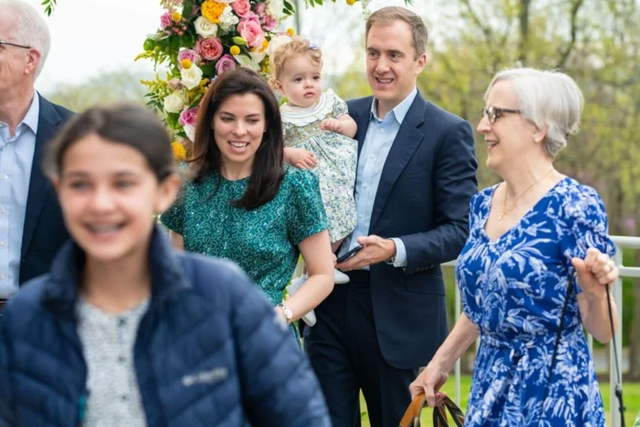 People laughing at Easter service