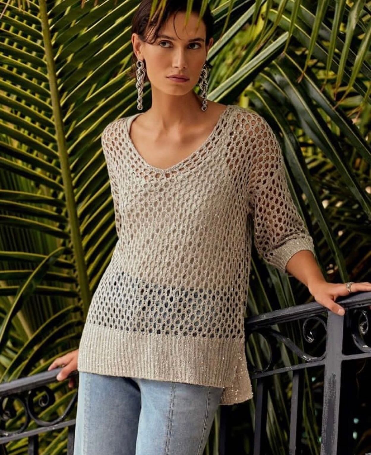 Add a touch of sparkle to your wardrobe with @josephribkoff ✨ This beautiful acrylic blend knit sweater featuring mini sequins and an open stitch look will elevate any look ⭐️

This stylish and elegant top has a relaxed fit with drop shoulders, three