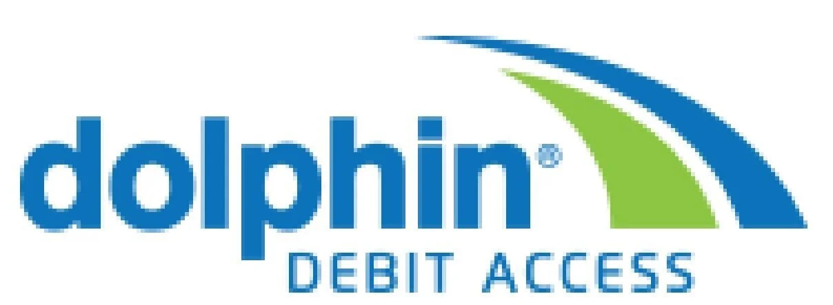Dolphin Debit Access logo with a blue and green arc design.