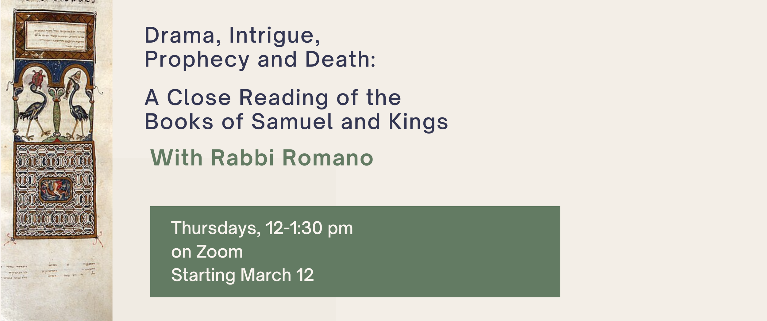 Drama, Intrigue, Prophecy and Death: A Close Reading of the Books of Samuel and Kings 