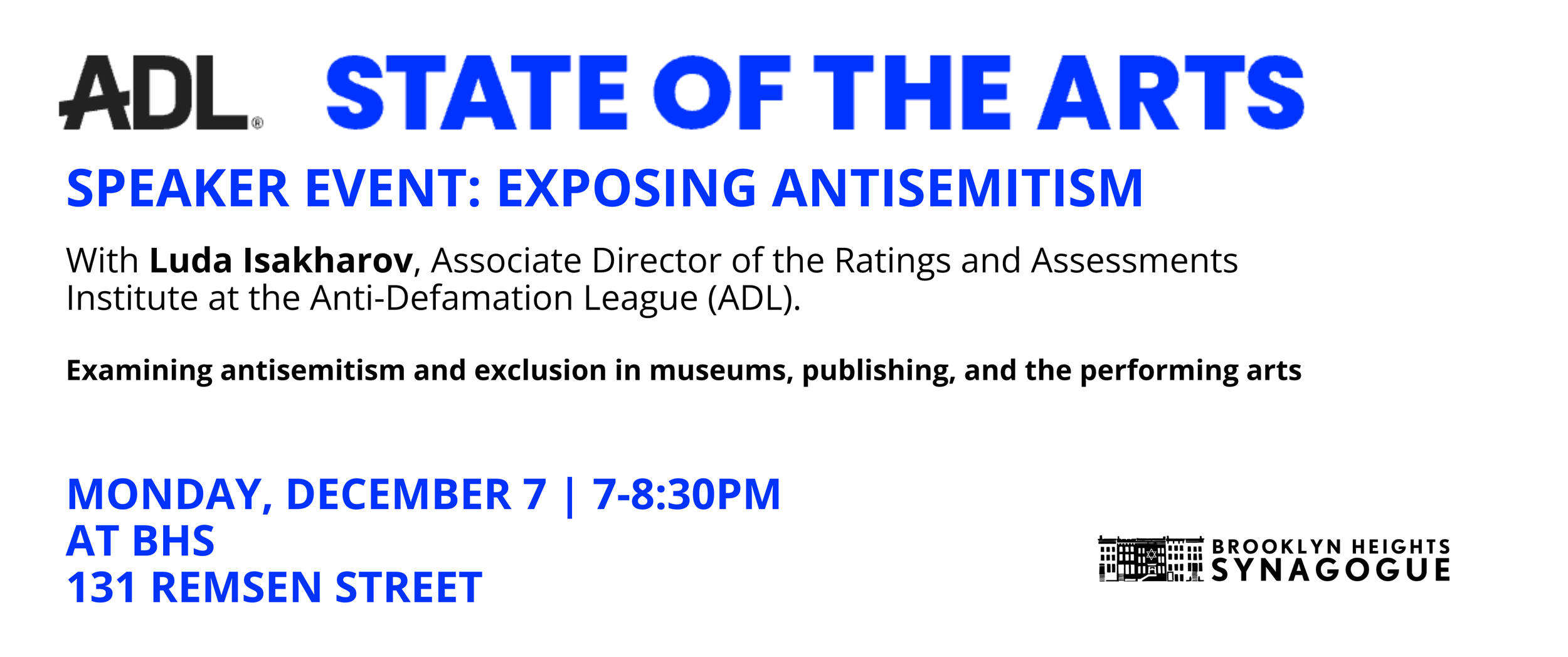ADL Speaker Event — State of the Arts: Exposing Antisemitism