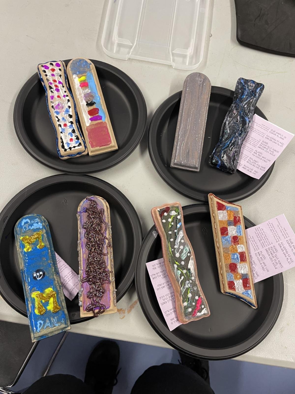 handmade mezuzzahs by the religious school students
