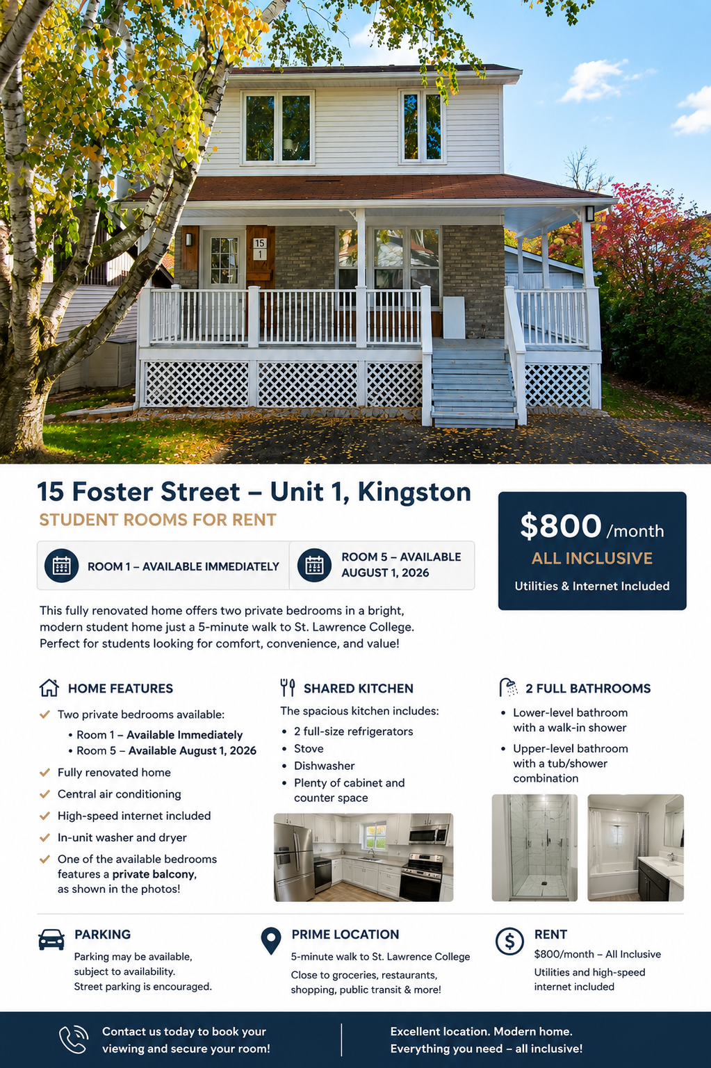 15 Foster Street - 2 Rooms Available 
