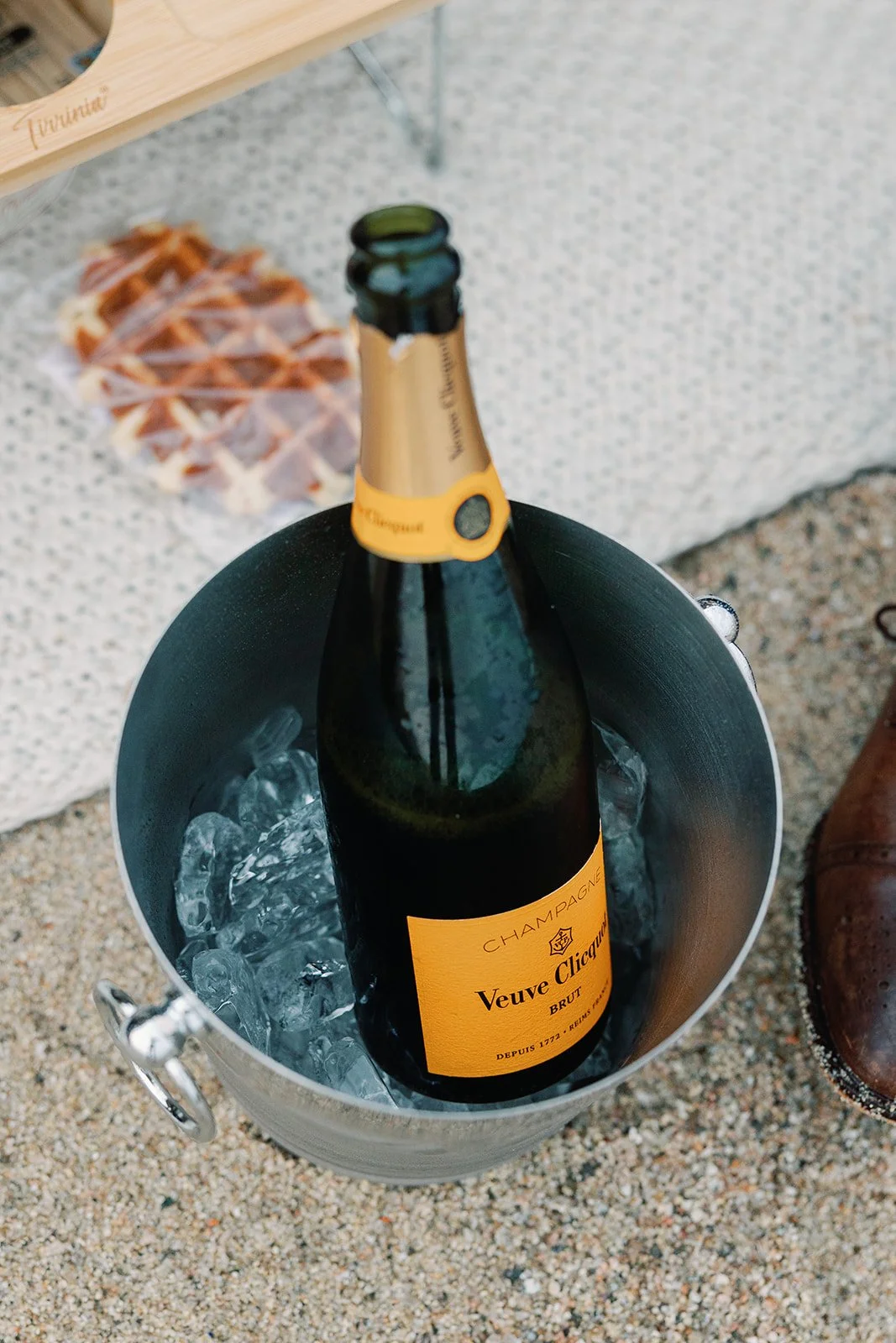 This picnic basket, table, champagne/wine bucket, blanket, glasses, and plants are provided for guests to enjoy.   It’s the setup we used on our engagement day , and we’d love for you to explore and experience the coastline with it as well.