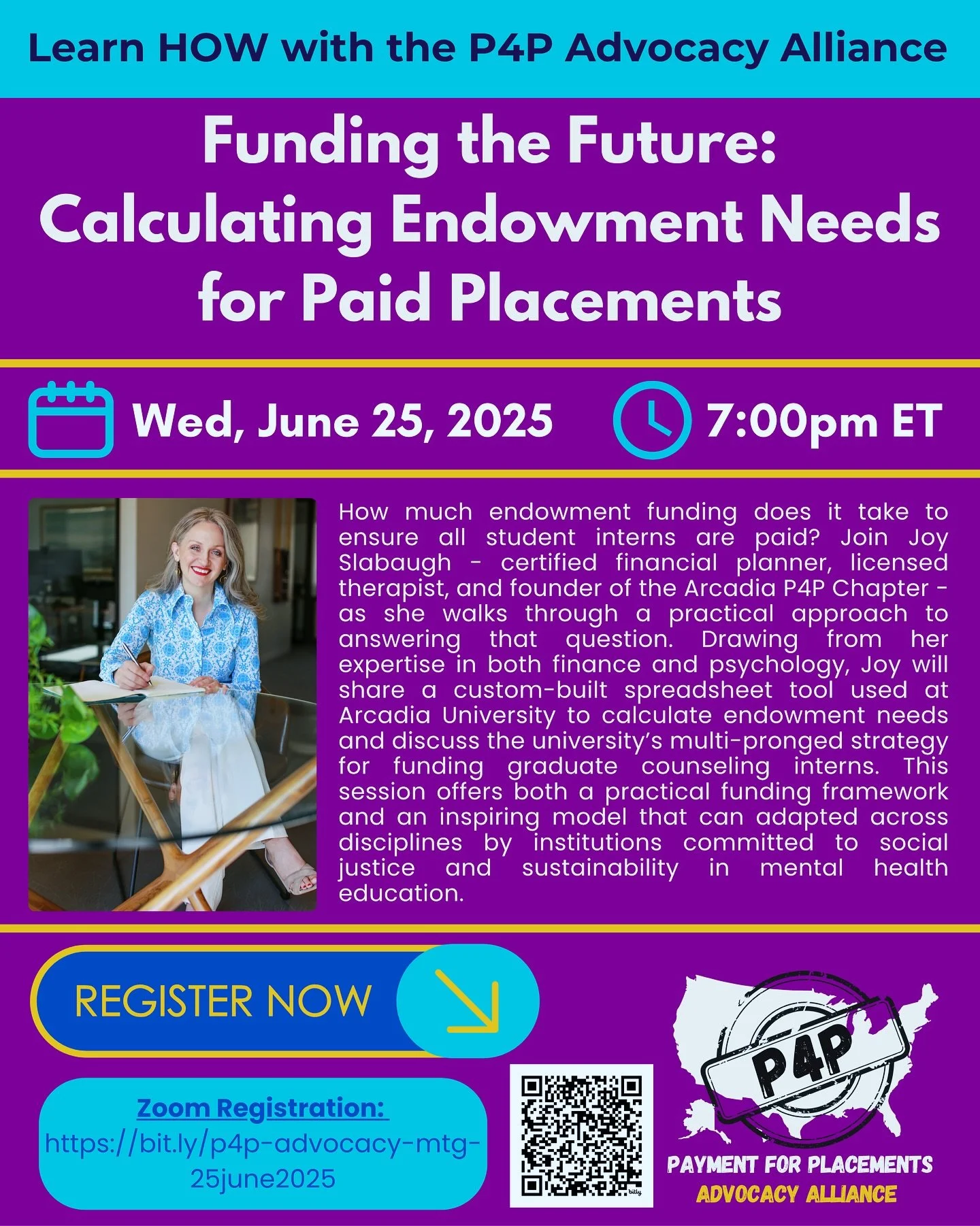 How much endowment funding does it take to ensure all student interns are paid❓

Join the P4P Advocacy Alliance for our next virtual meeting, &ldquo;Funding the Future: Calculating Endowment Needs for Paid Placements.&rdquo;

We&rsquo;re thrilled to 