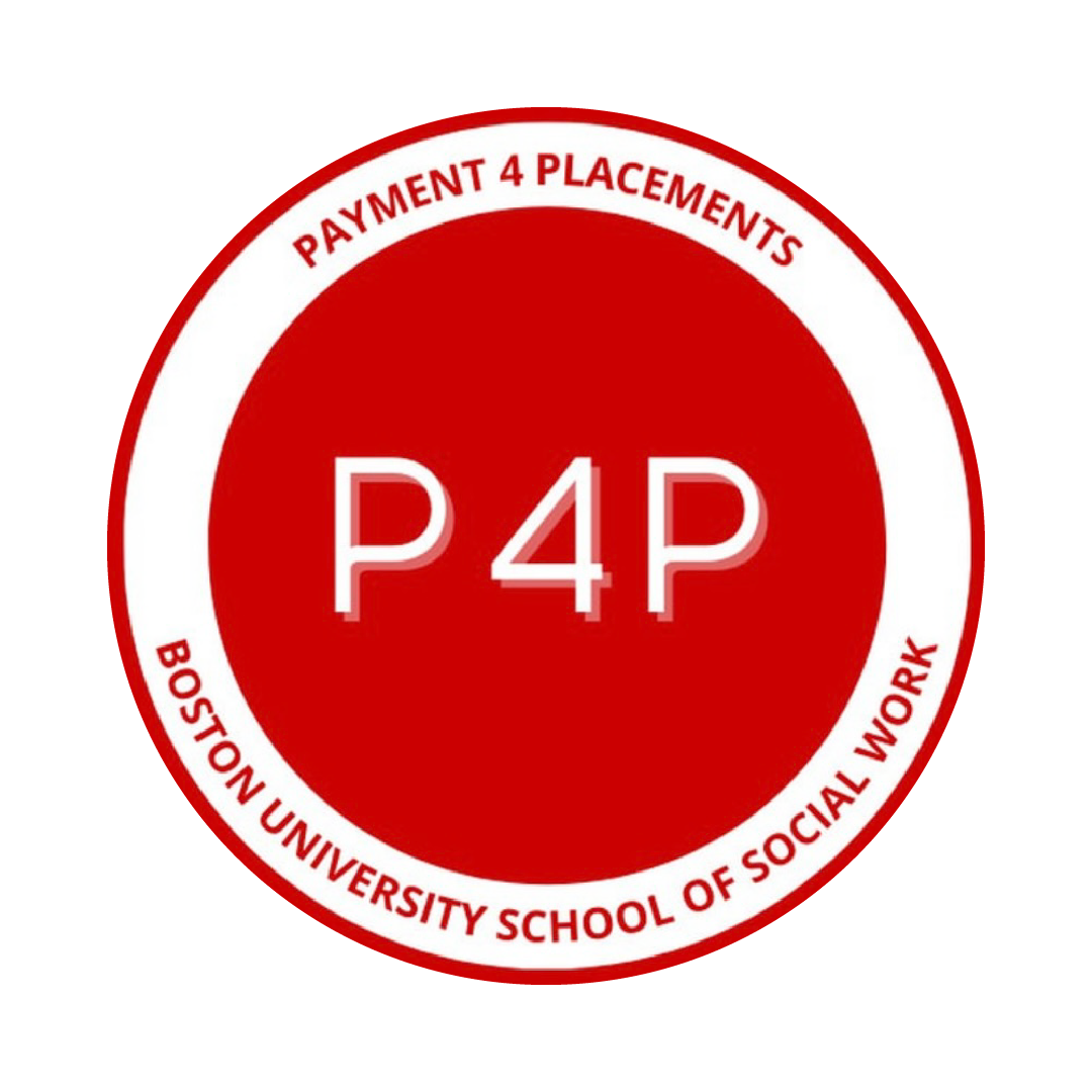 Red and white, P4P Boston University logo